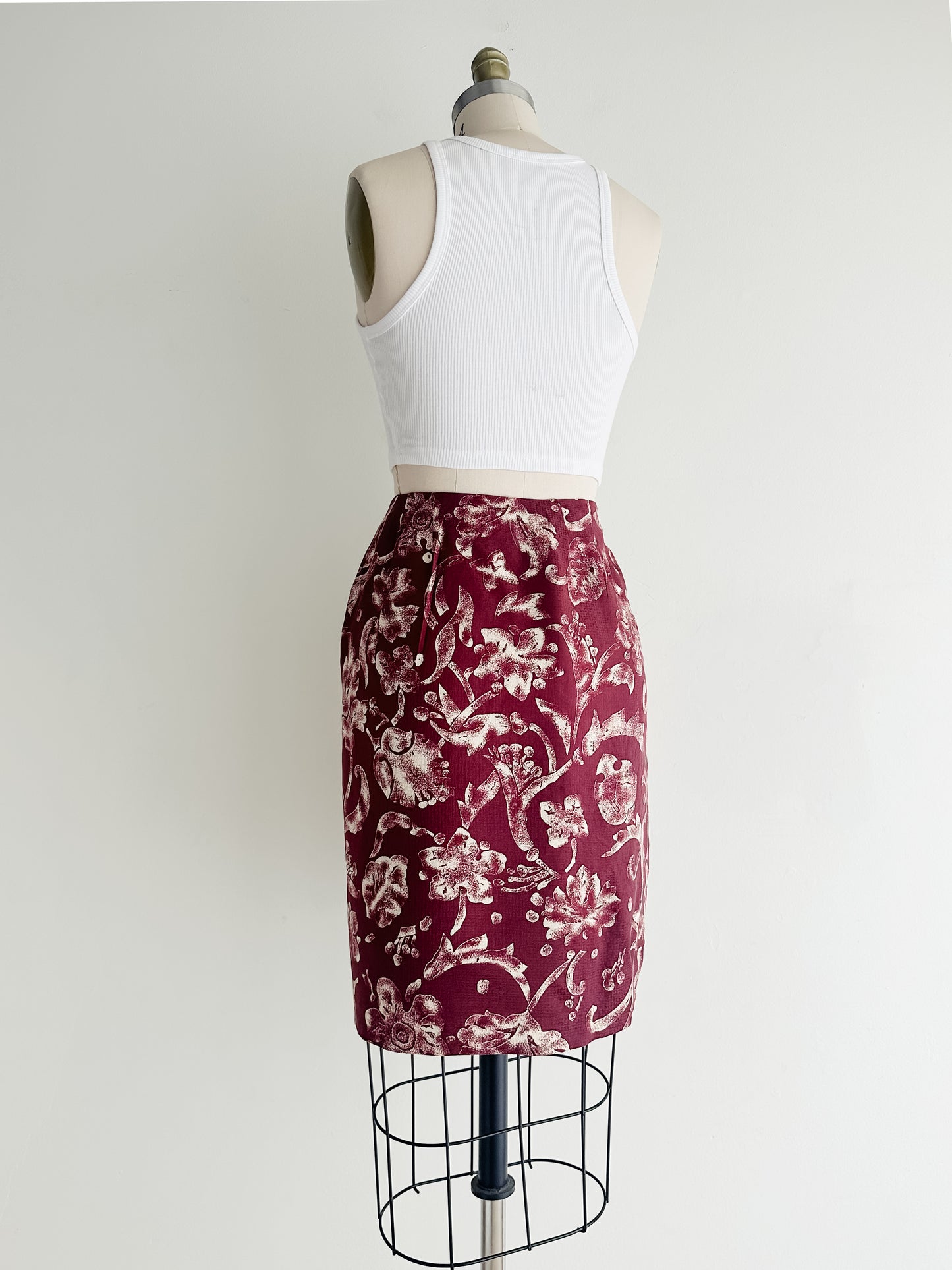 vintage merlot silk wrap skirt (S)
