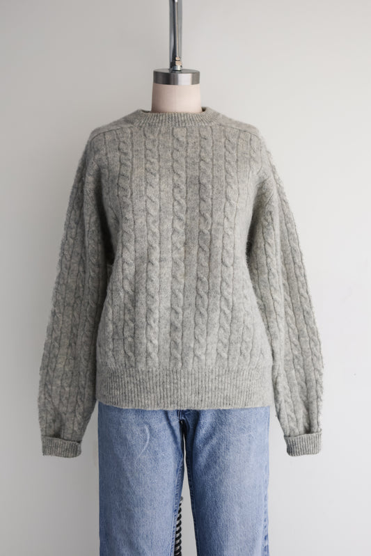 vintage heathered cableknit wool sweater (M)