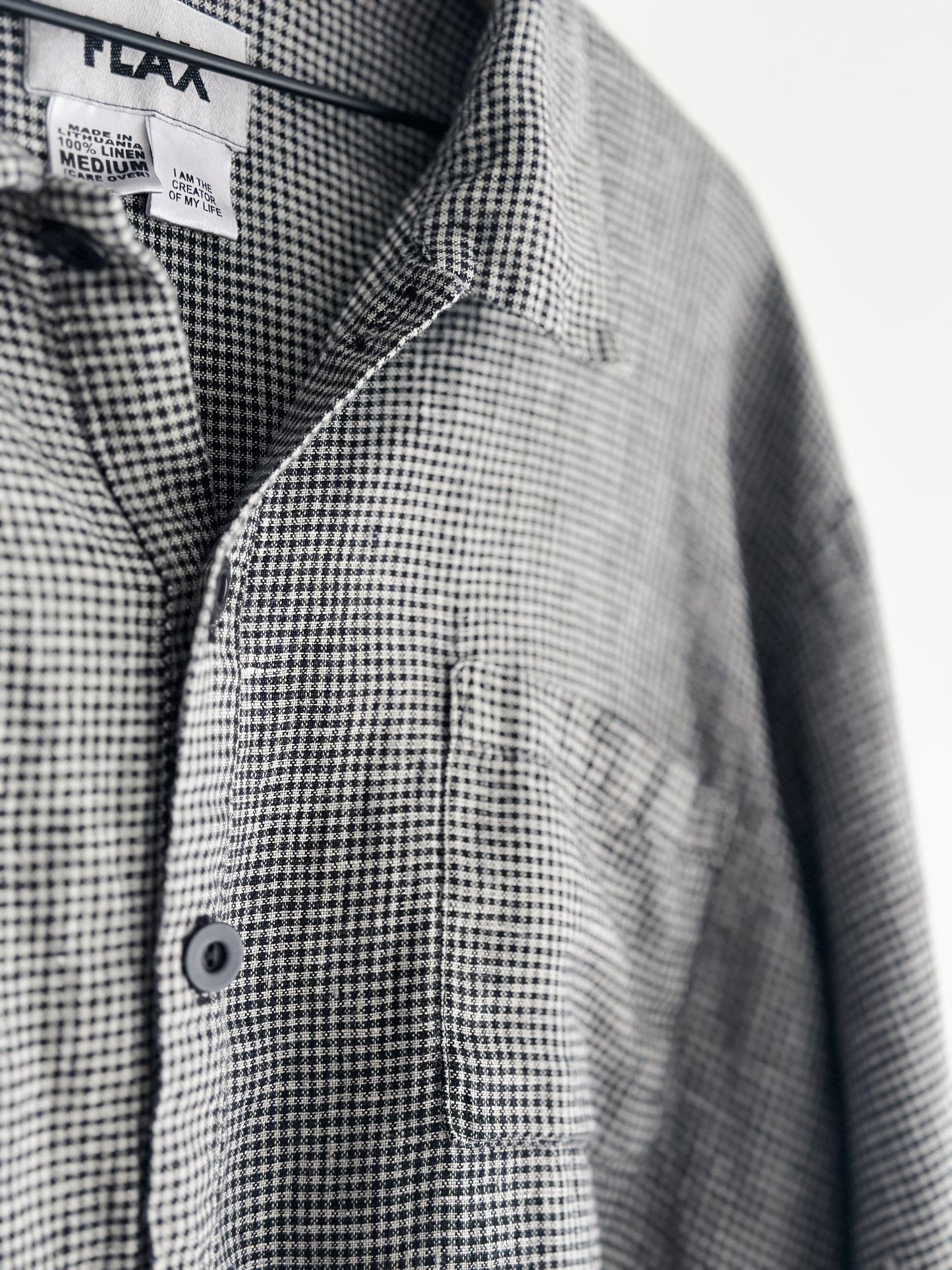 vintage FLAX check linen shirt (L)