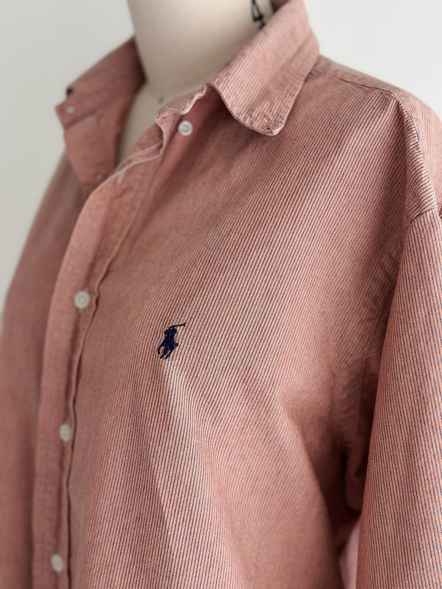 vintage apricot striped RL button down shirt (M)