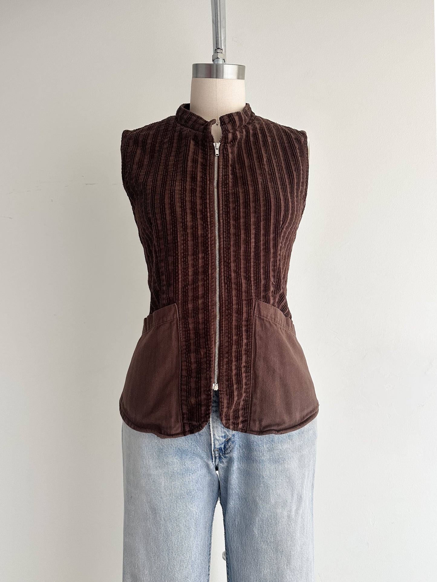 vintage chocolate corduroy top (M)