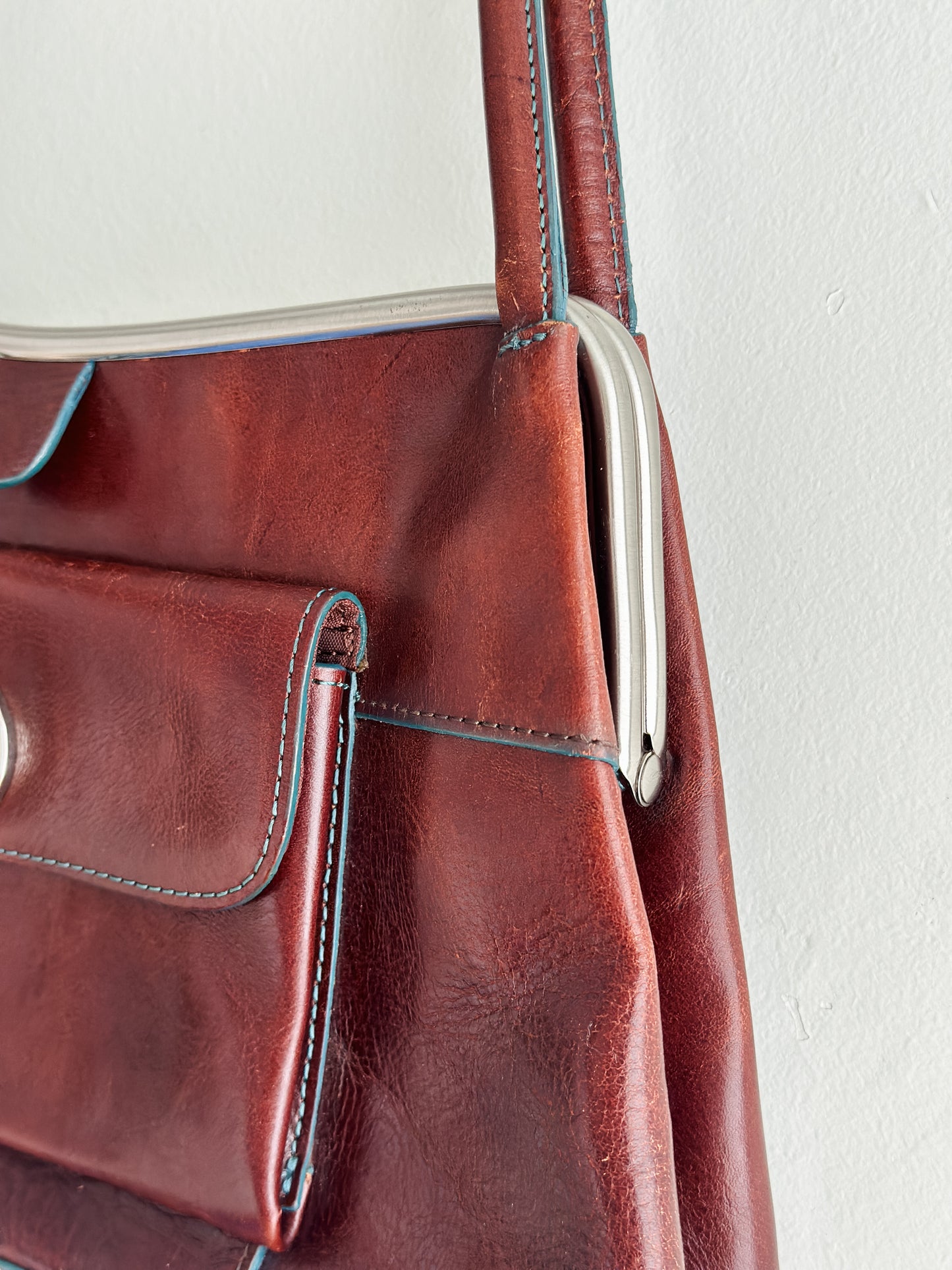 vintage oxblood leather shoulder bag