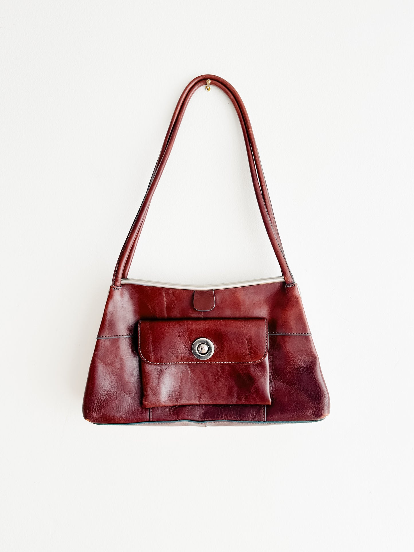 vintage oxblood leather shoulder bag