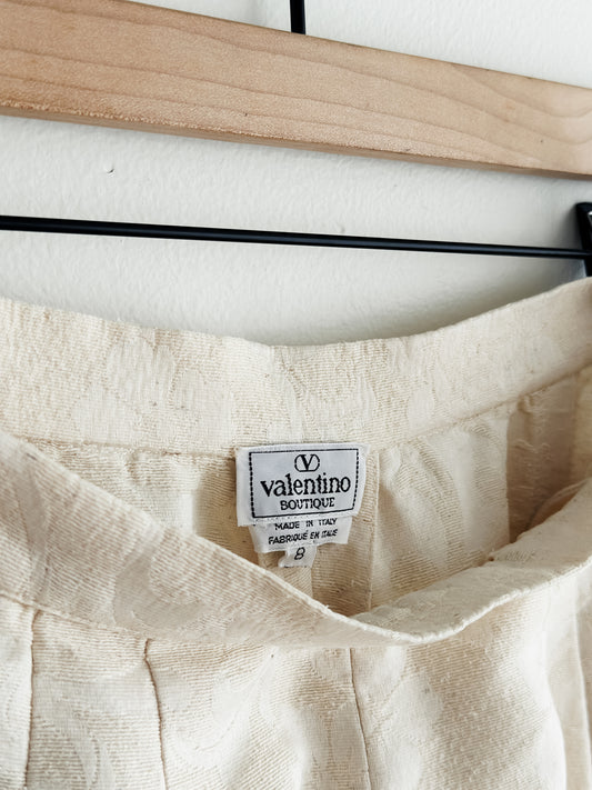 vintage Valentino cream silk jacquard pants (XS)