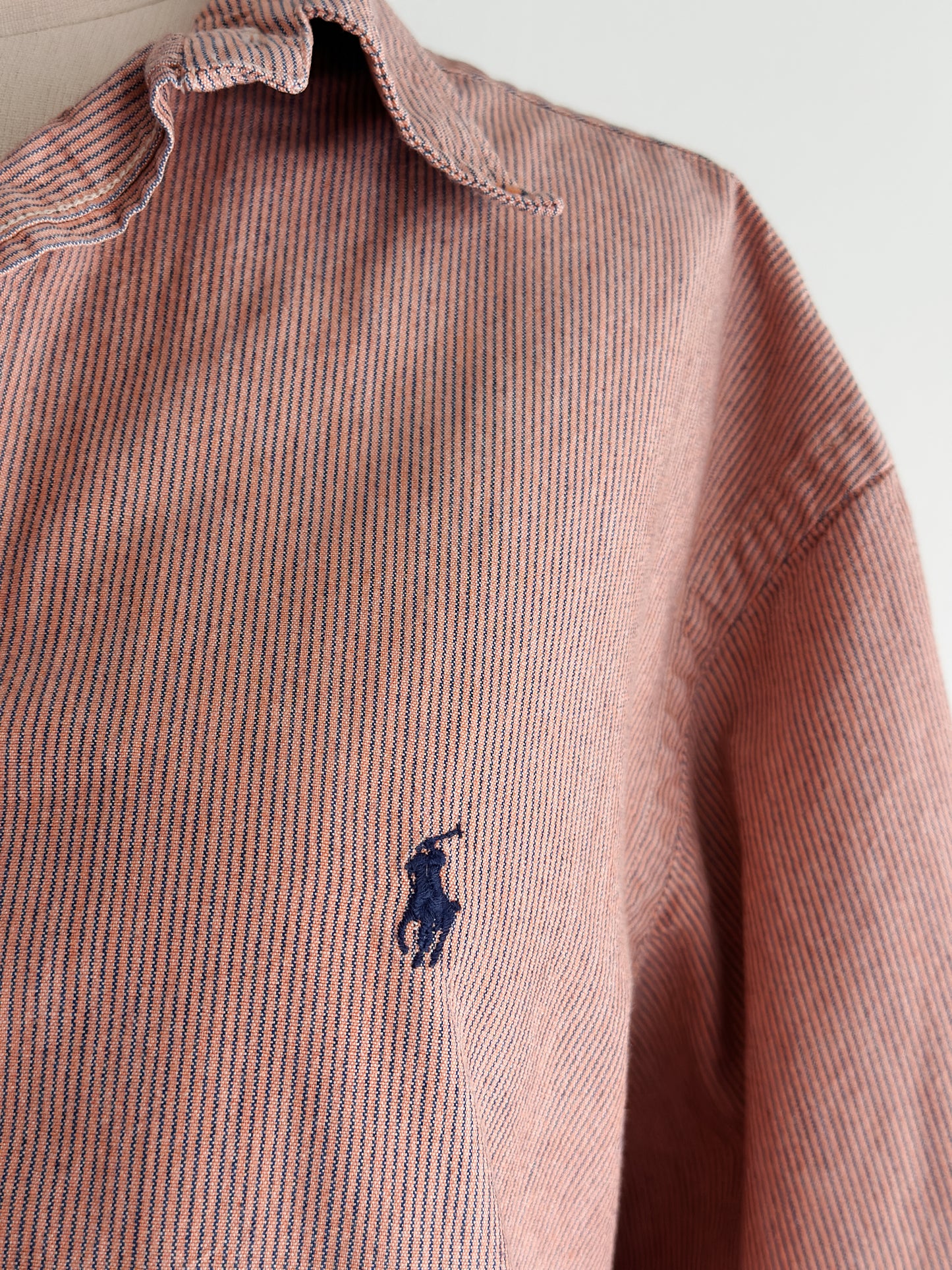 vintage apricot striped RL button down shirt (M)