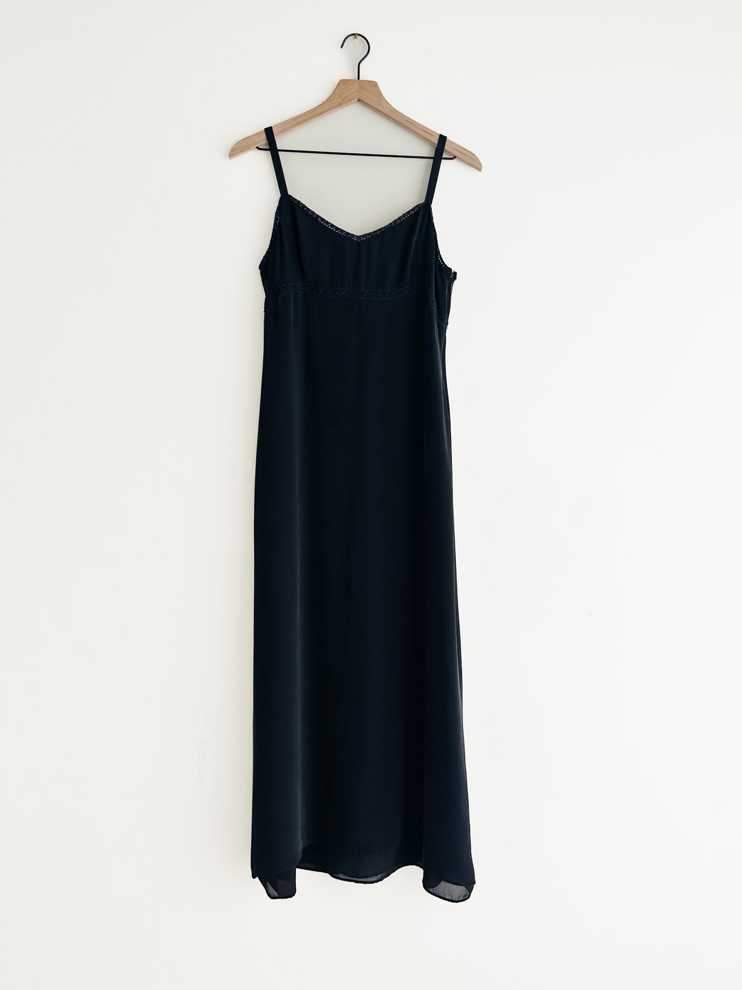 vintage black silk slip dress (S/M)