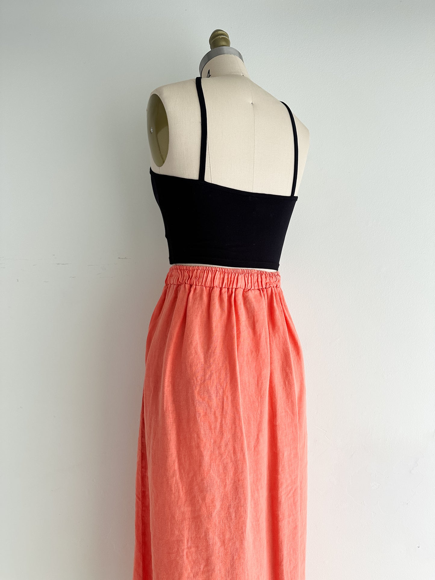 vintage persimmon linen wrap skirt (M/L)