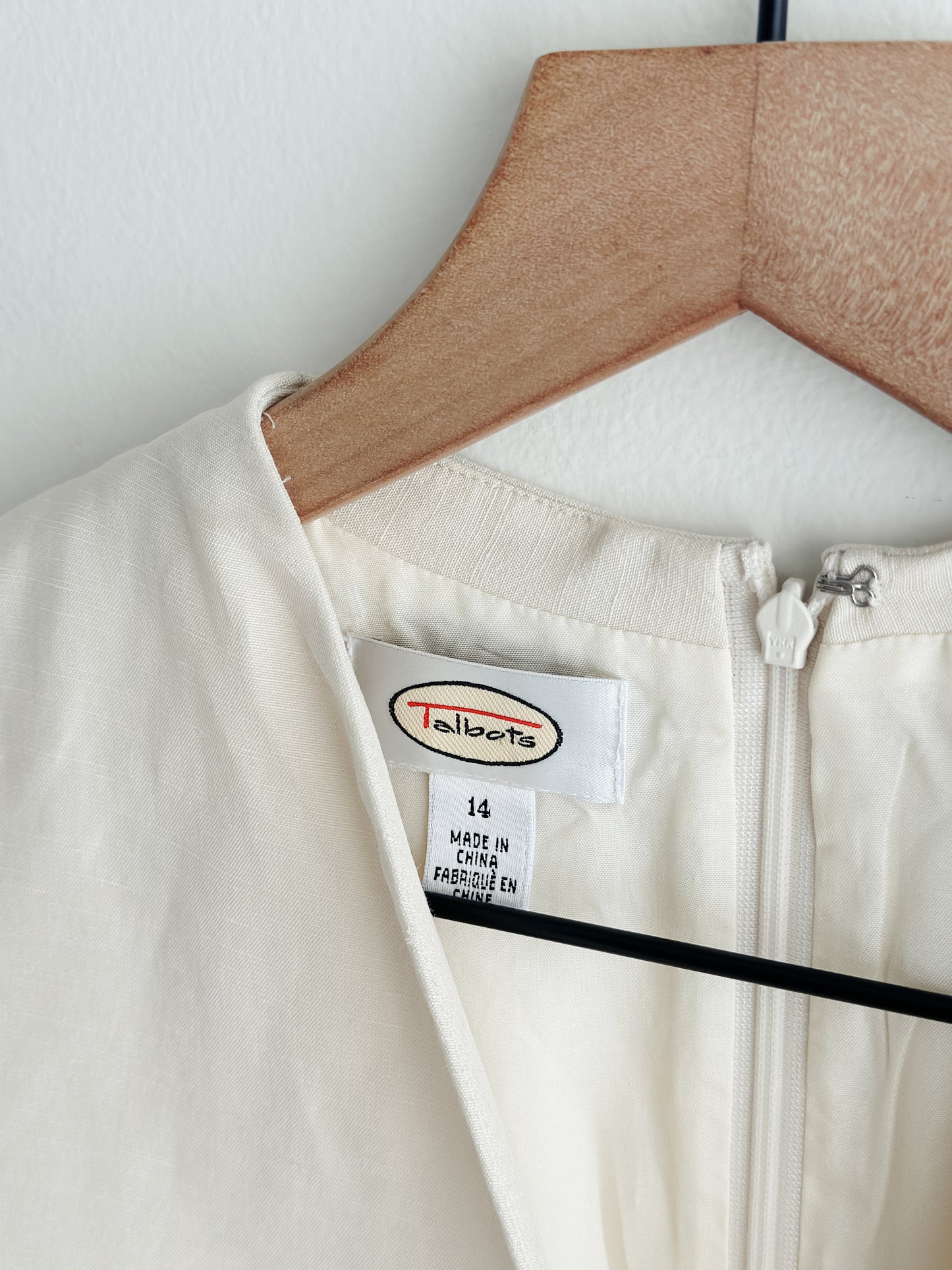 vintage cream silk wrap dress (M)
