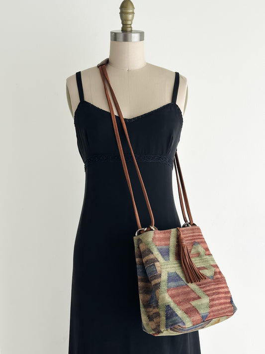 vintage kilim leather handbag