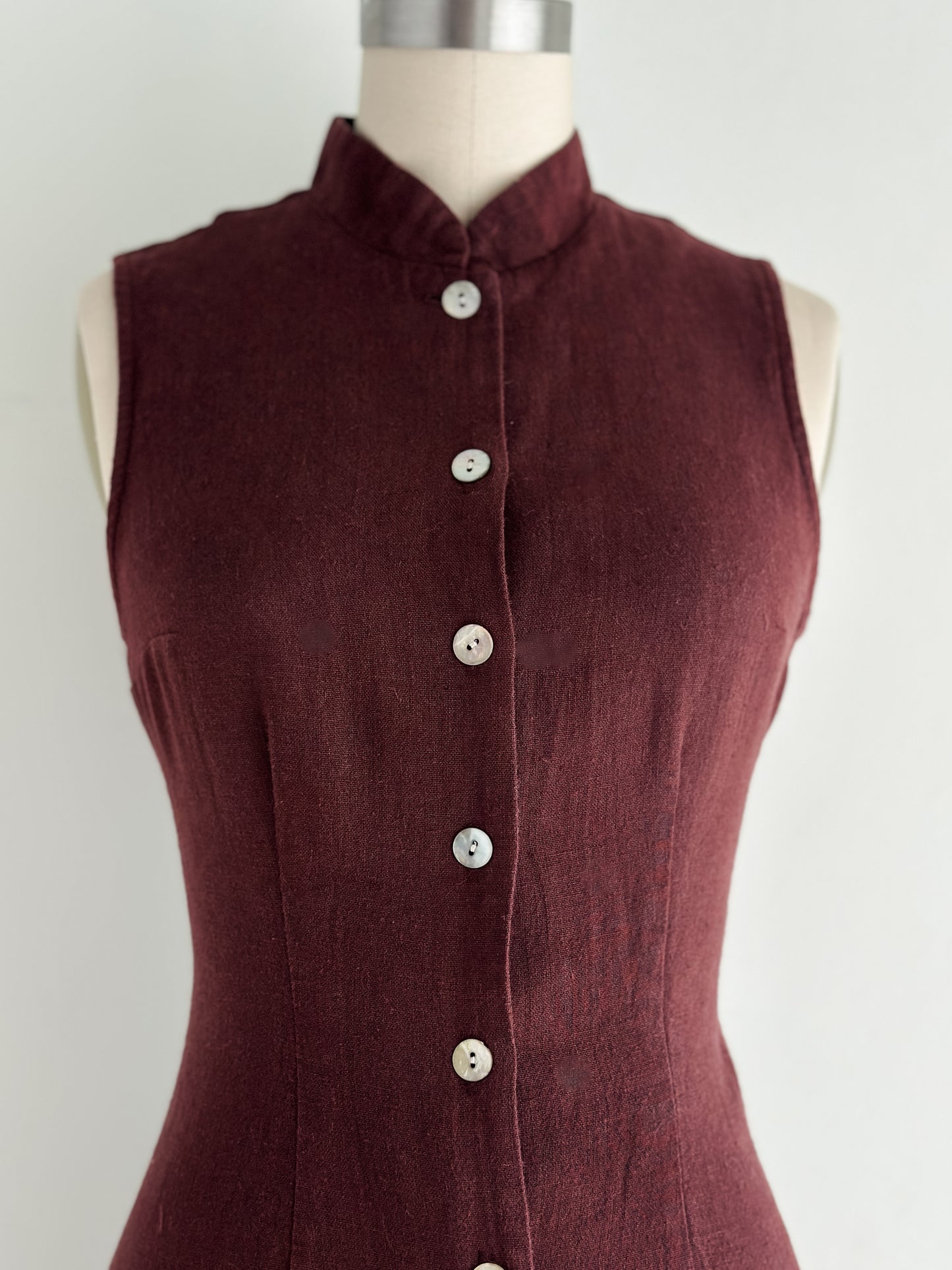 vintage chocolate linen dress (S)