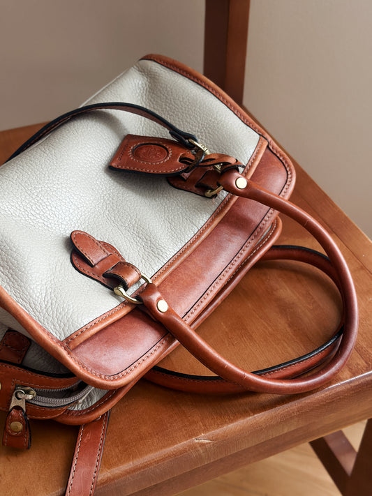 vintage putty leather bowler bag