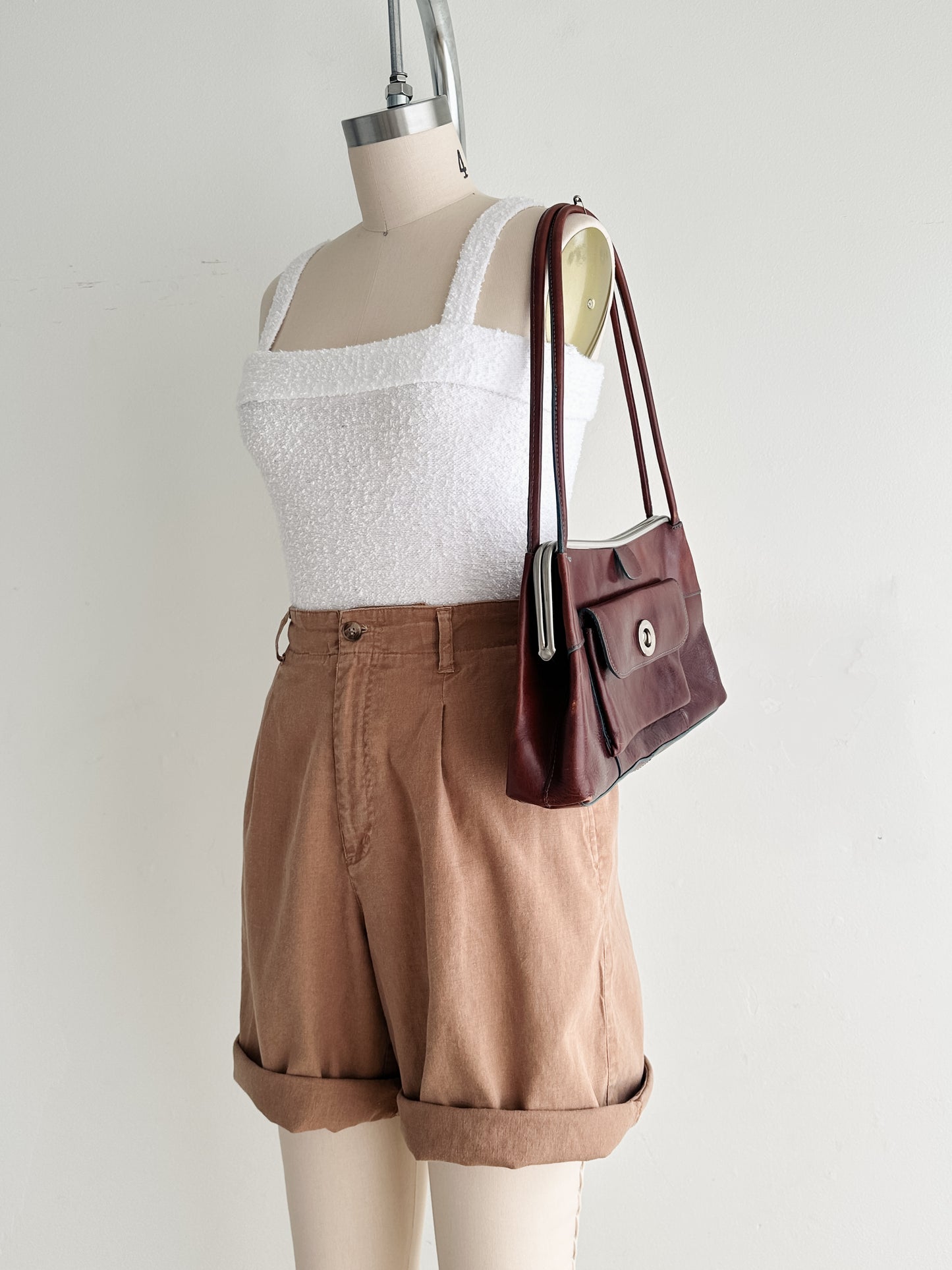 vintage oxblood leather shoulder bag