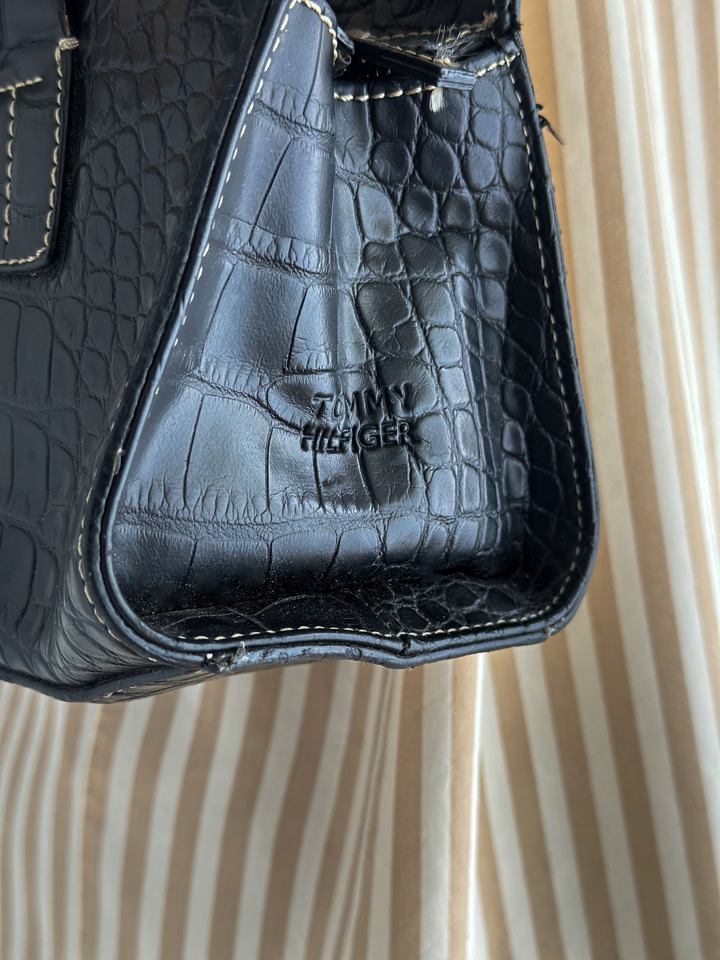 vintage black vegan leather shoulder bag