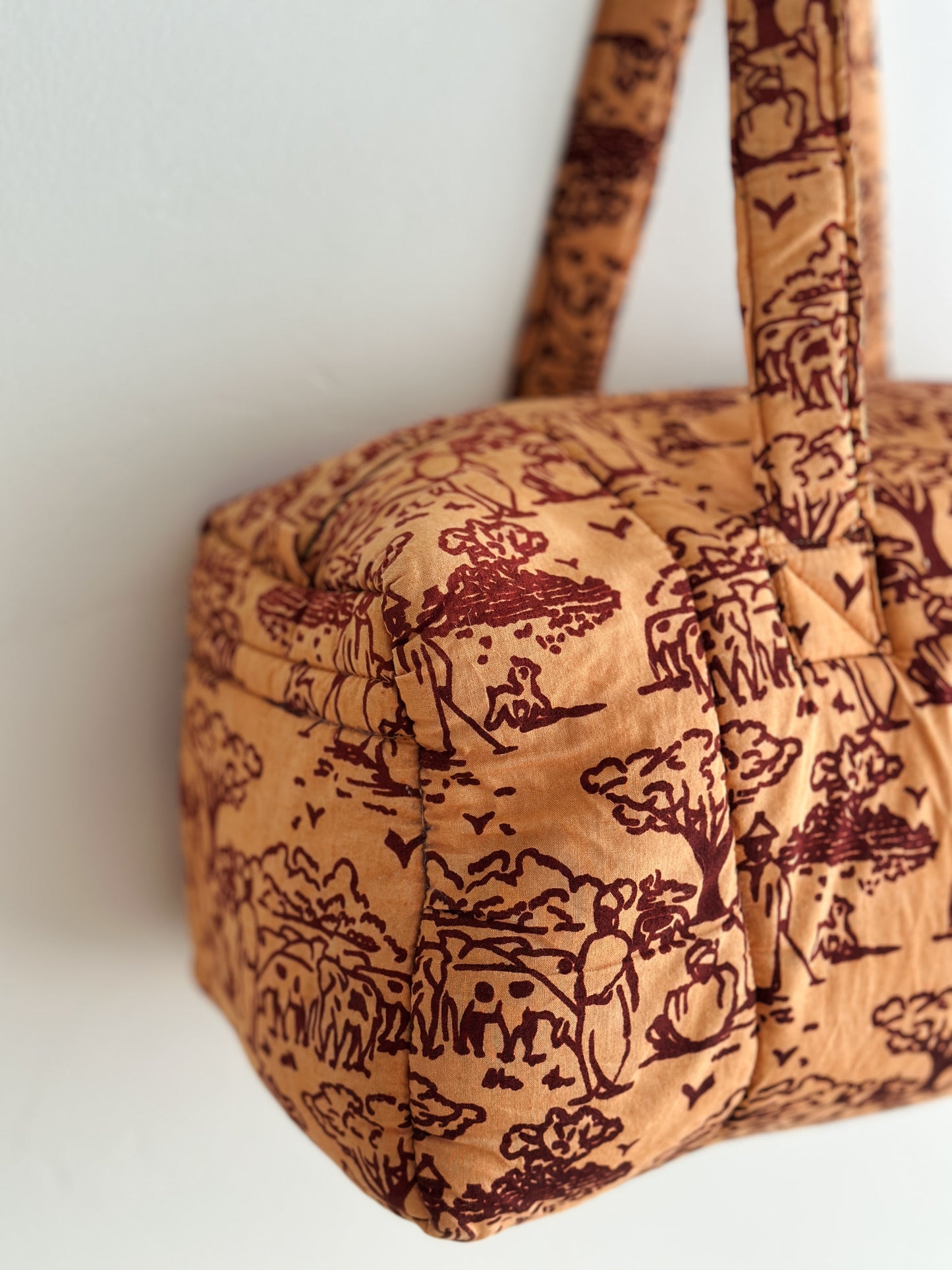 vintage quilted cotton weekender bag