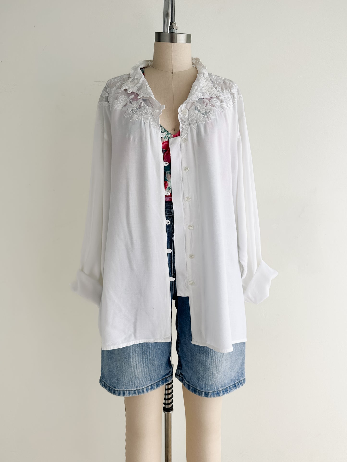 vintage white layering blouse (L)