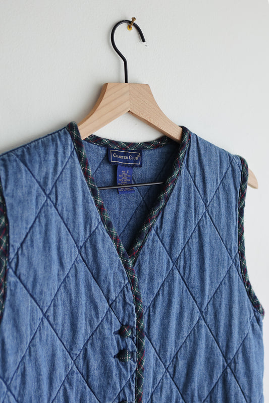 vintage quilted denim vest (S/M)