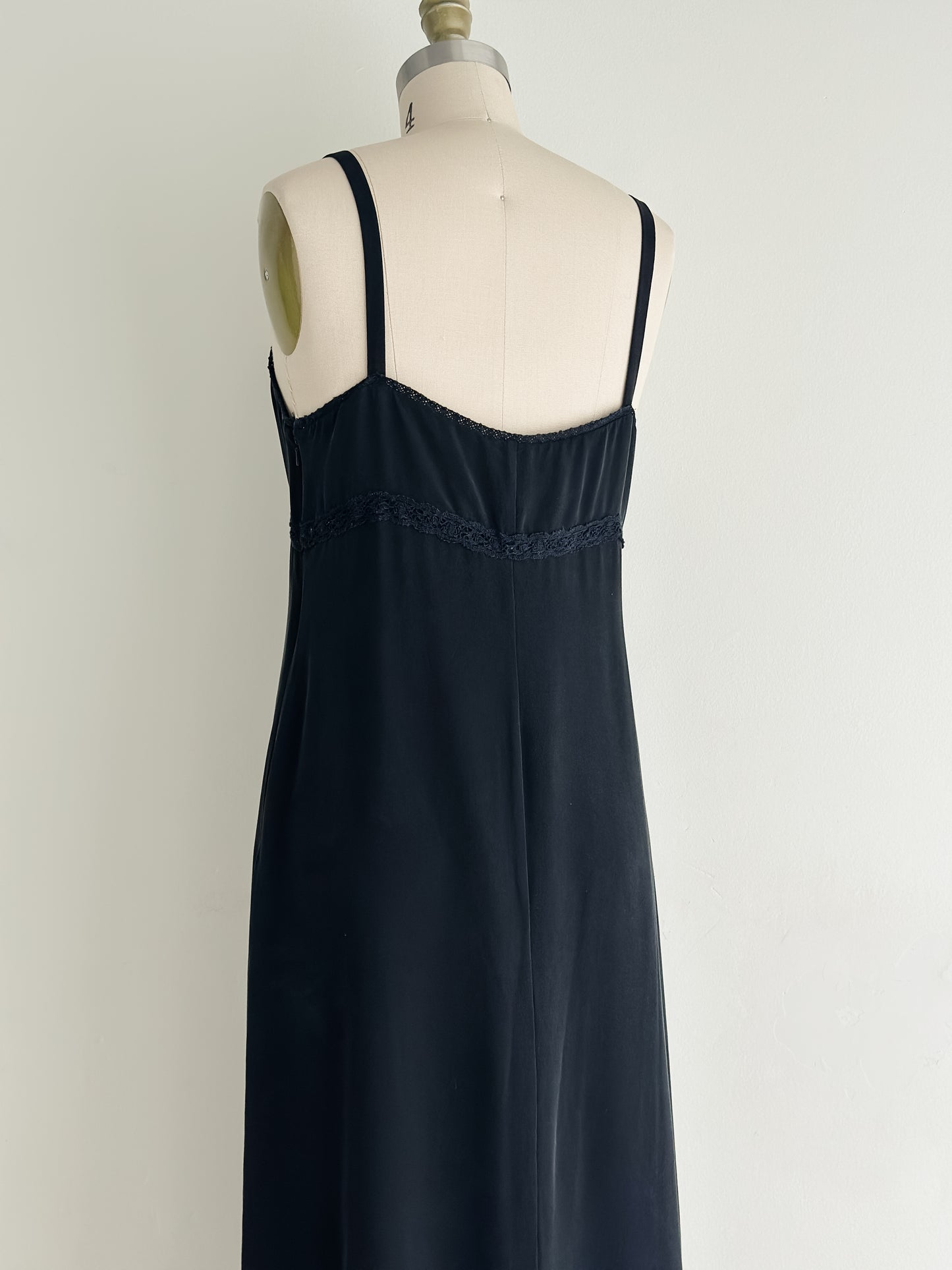 vintage black silk slip dress (S/M)
