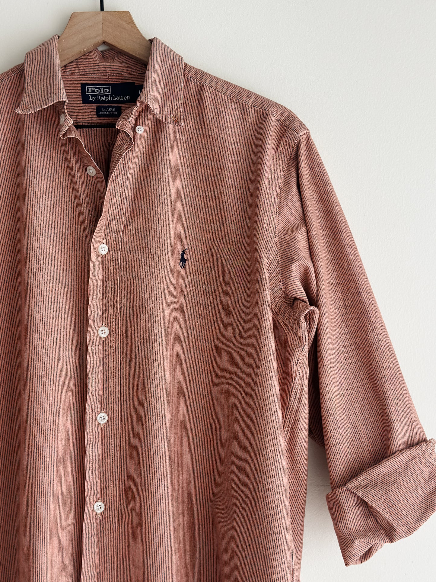 vintage apricot striped RL button down shirt (M)