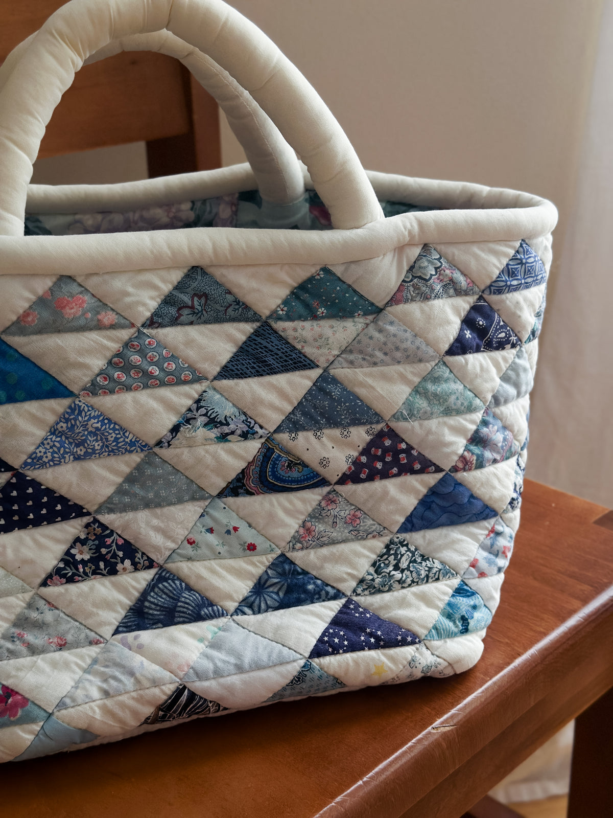 vintage patchwork quilted cotton bag