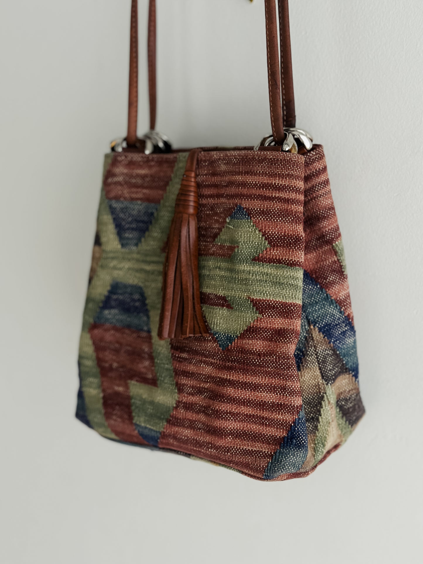 vintage kilim leather handbag
