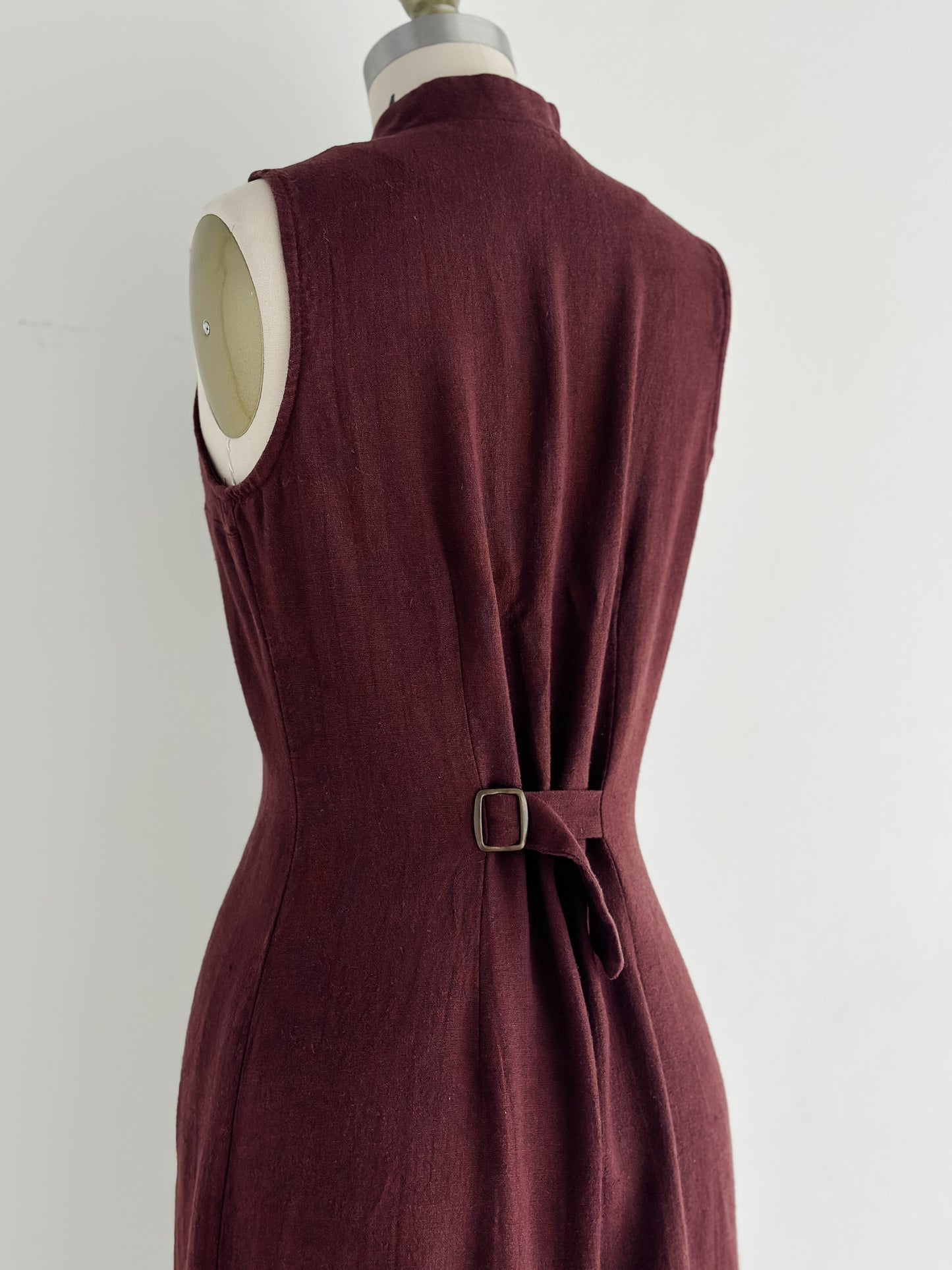 vintage chocolate linen dress (S)