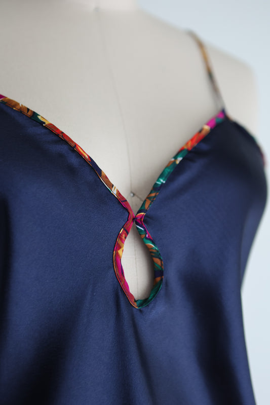 vintage navy chemise slip dress (S)