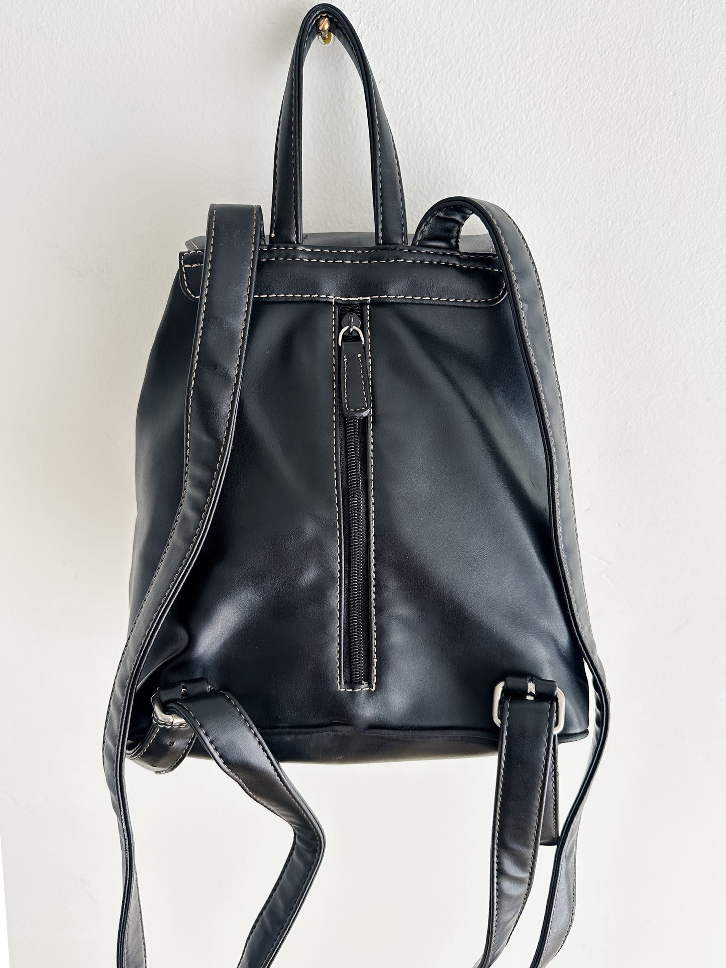 vintage vegan leather backpack