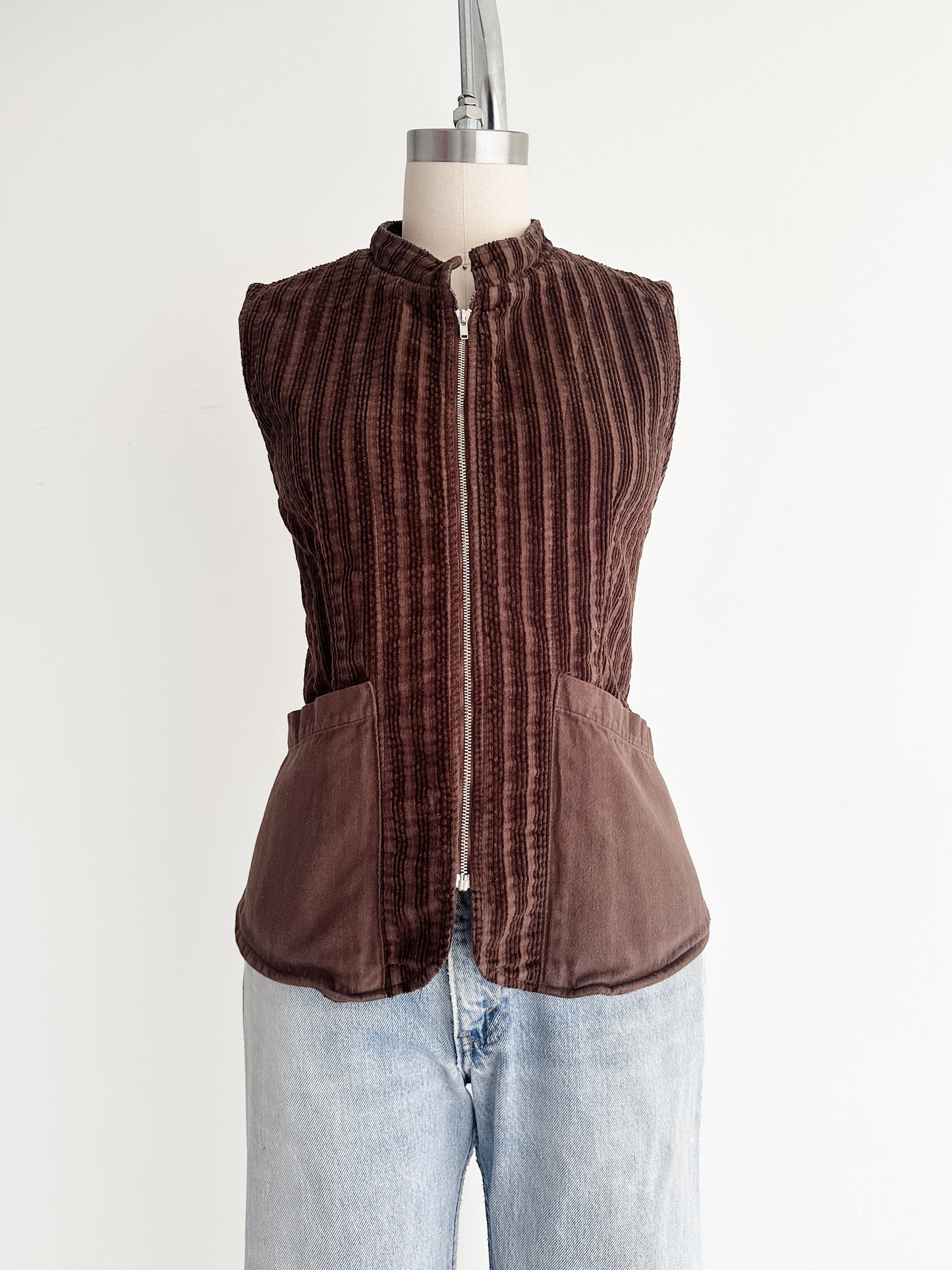 vintage chocolate corduroy top (M)
