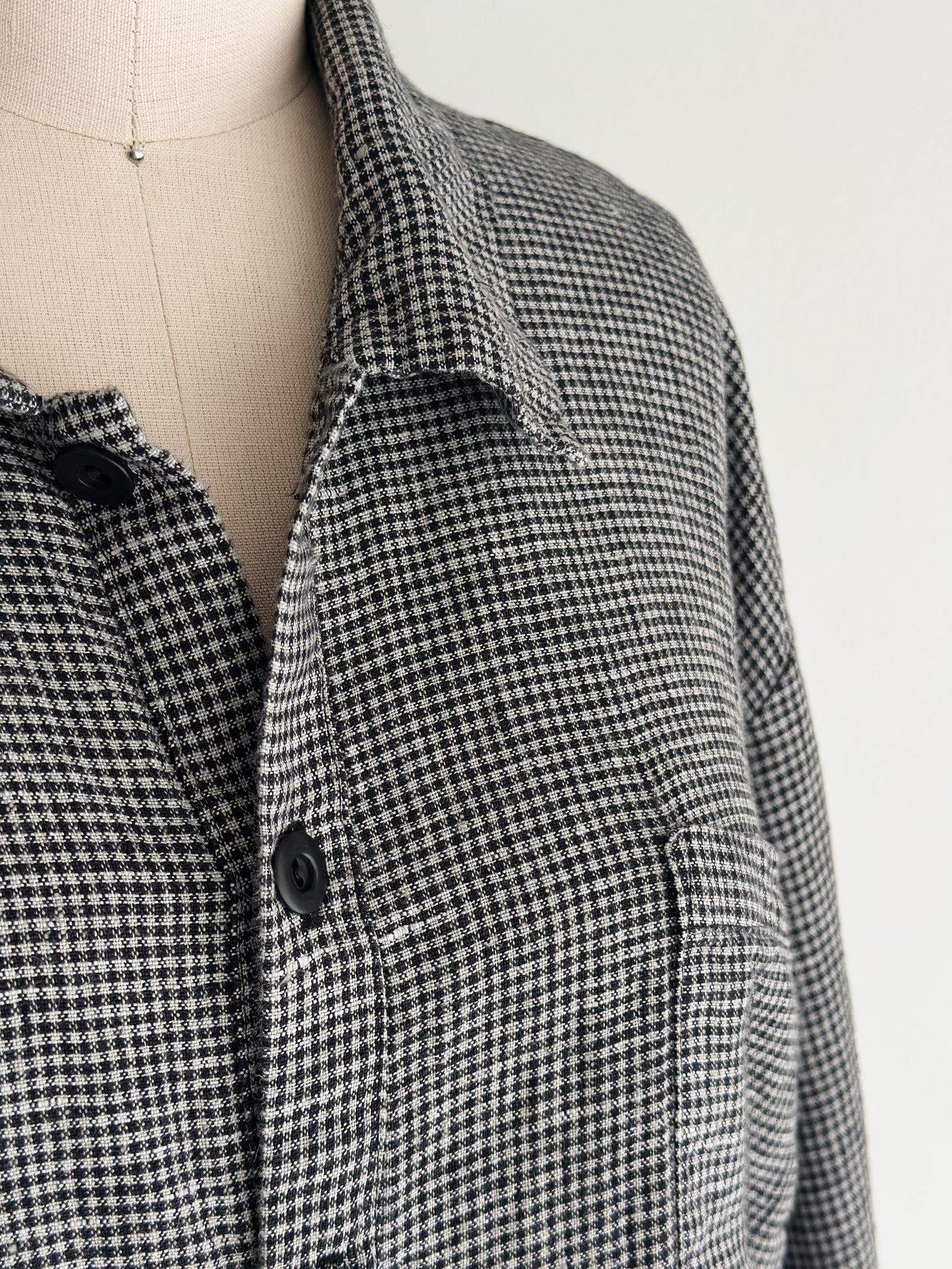 vintage FLAX check linen shirt (L)