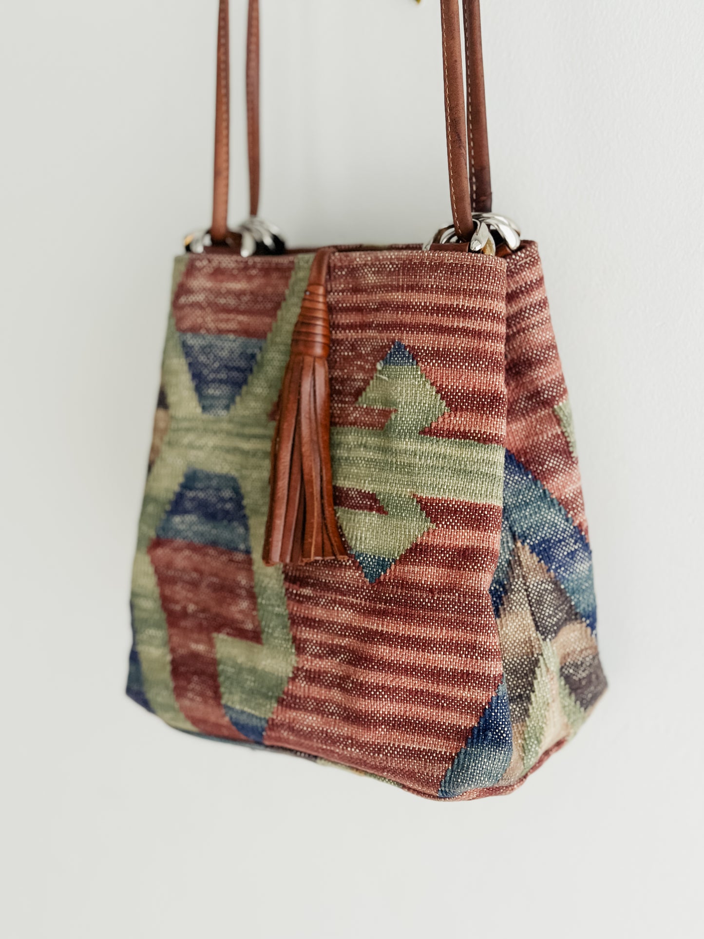 vintage kilim leather handbag