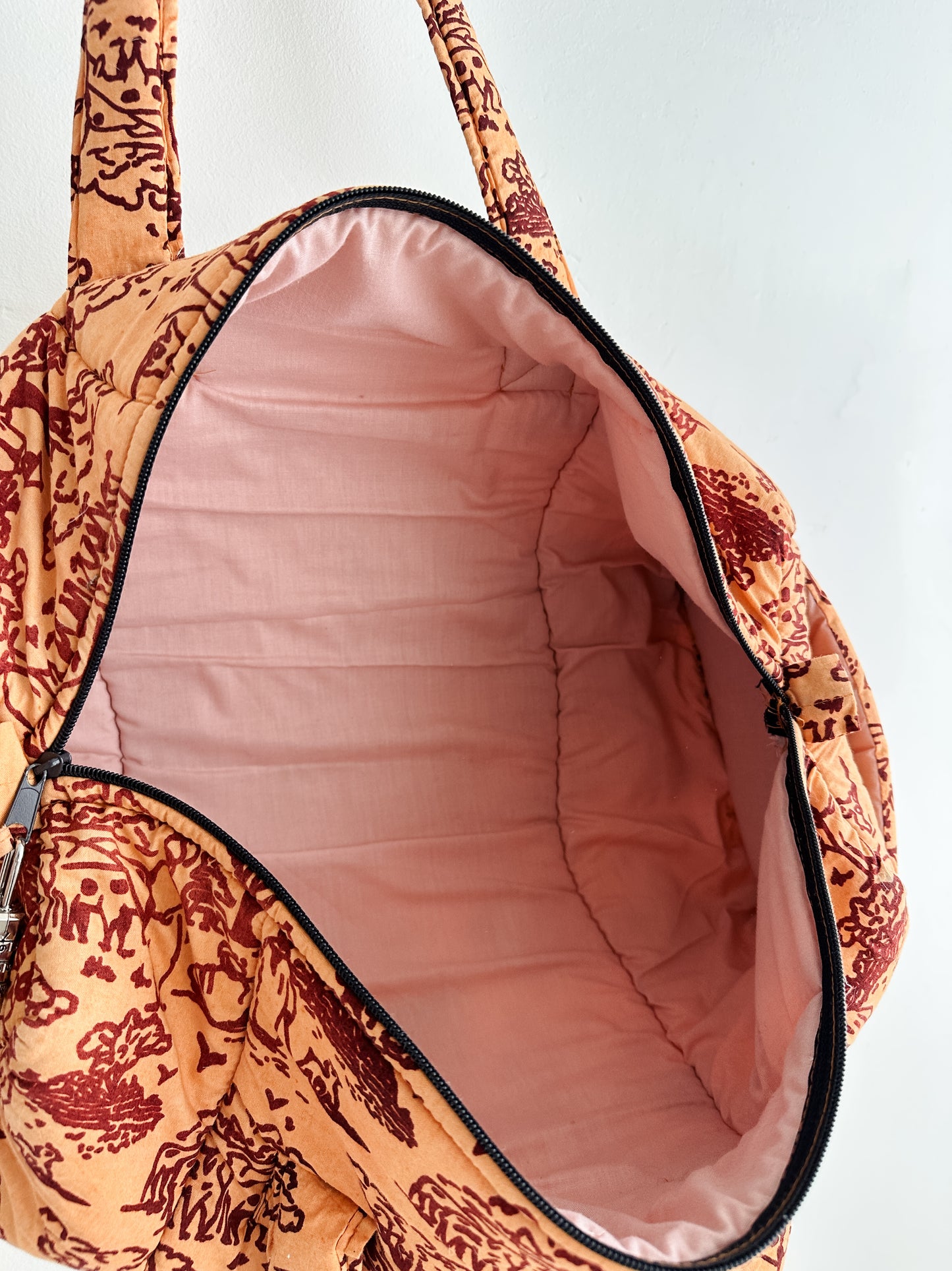 vintage quilted cotton weekender bag