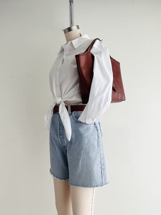 vintage russet faux leather handbag