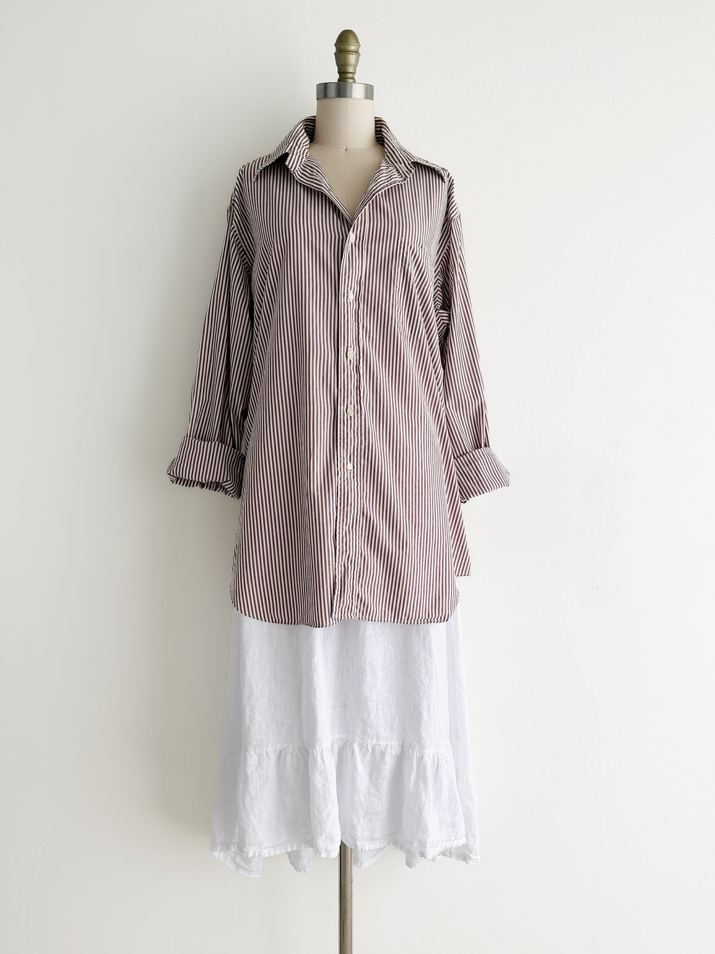 vintage brown stripe cotton shirt (M/L)