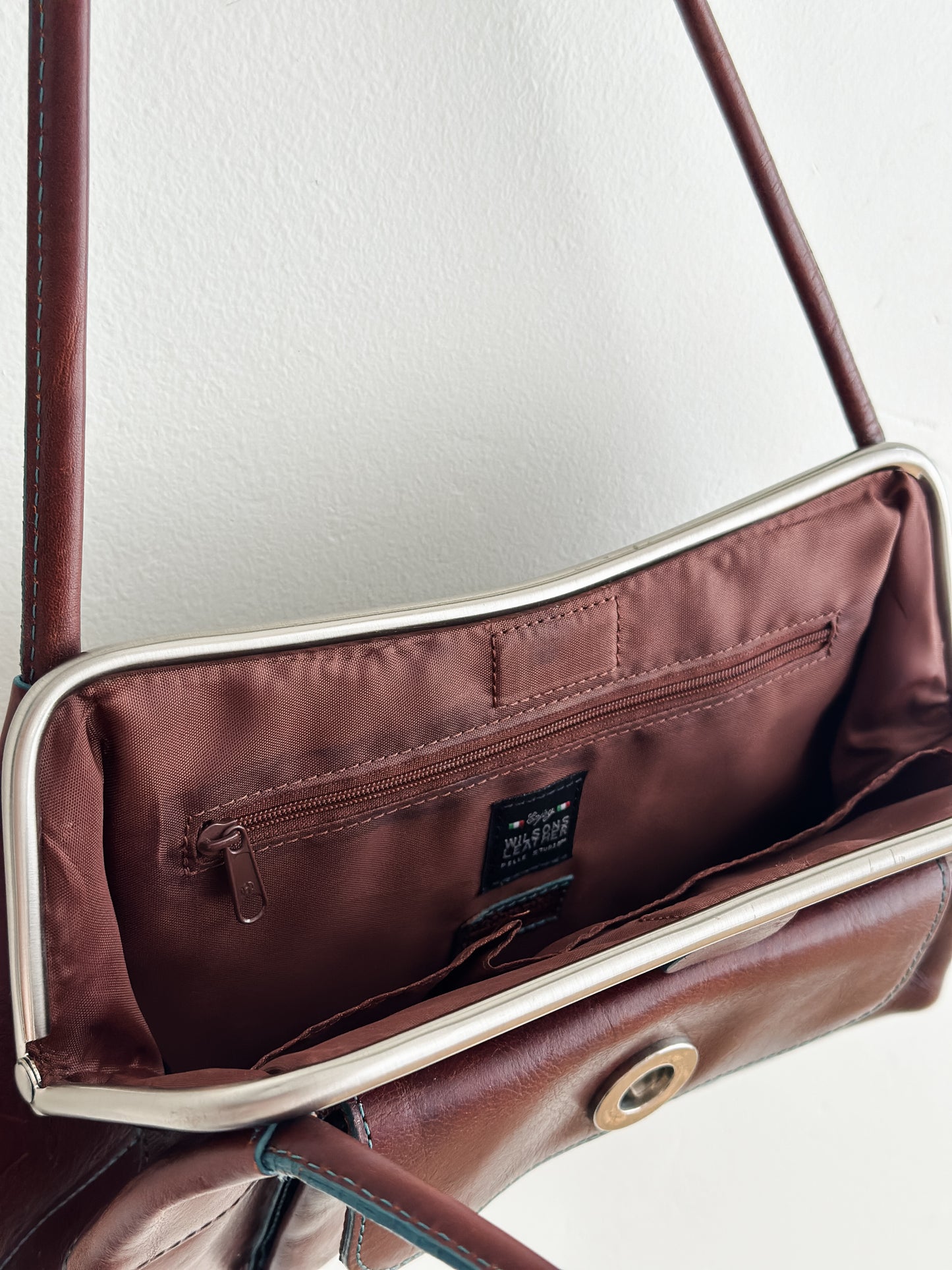 vintage oxblood leather shoulder bag