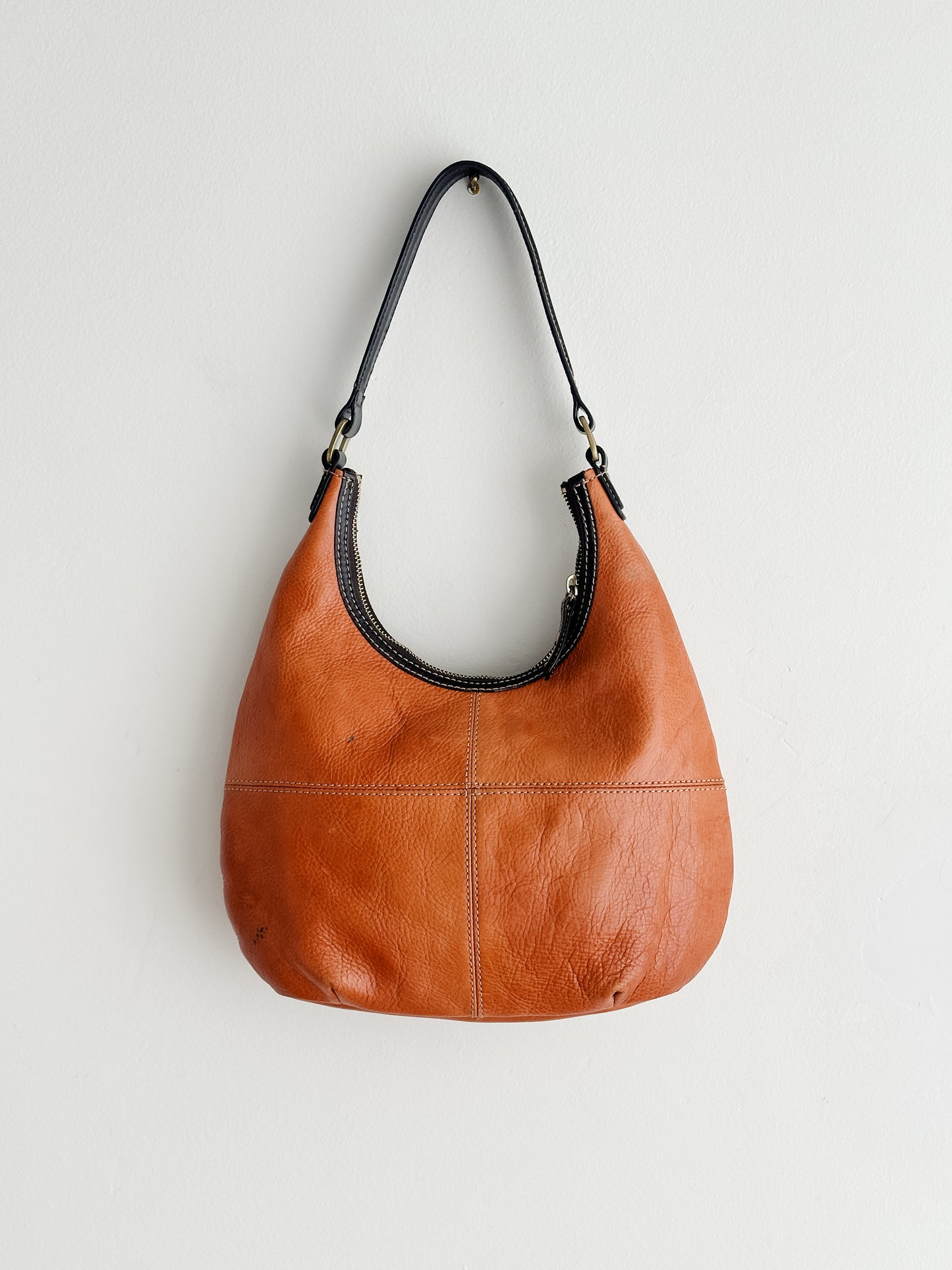 vintage saddle leather hobo bag