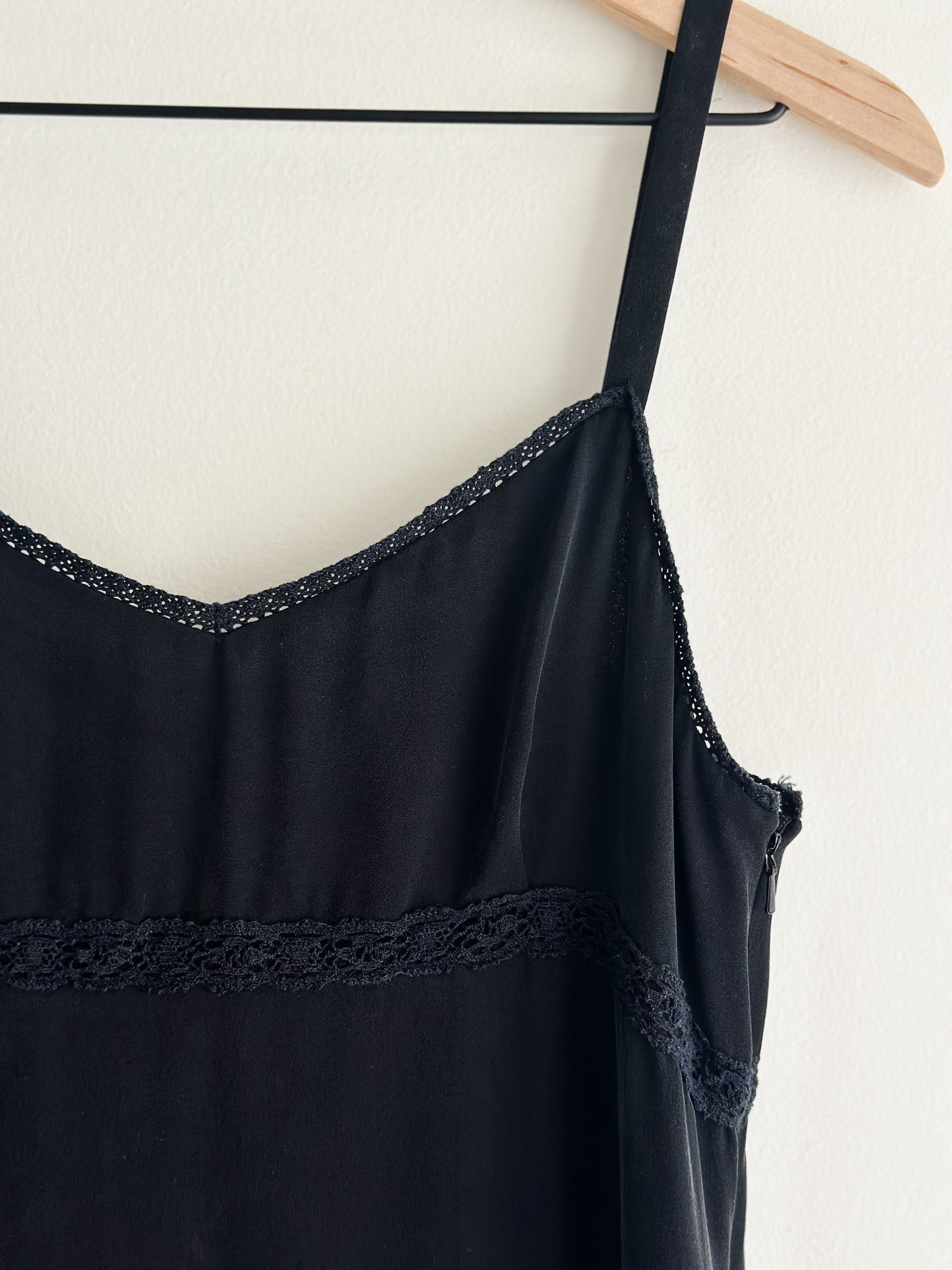 vintage black silk slip dress (S/M)