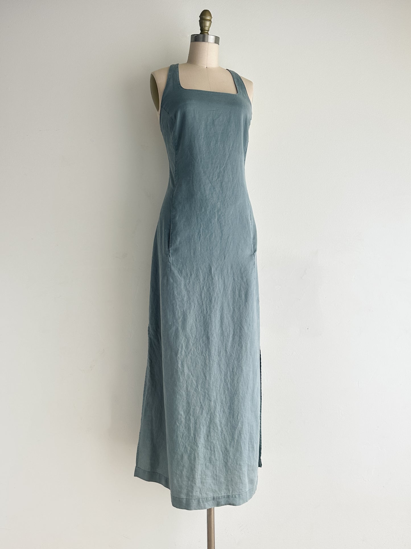 vintage sea glass linen dress (M)