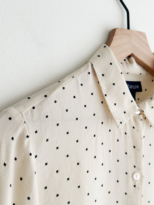 vintage creme silk shirt (S)
