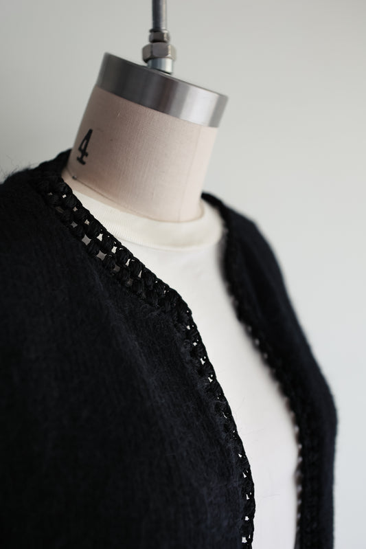 vintage black mohair knit cardigan (M)