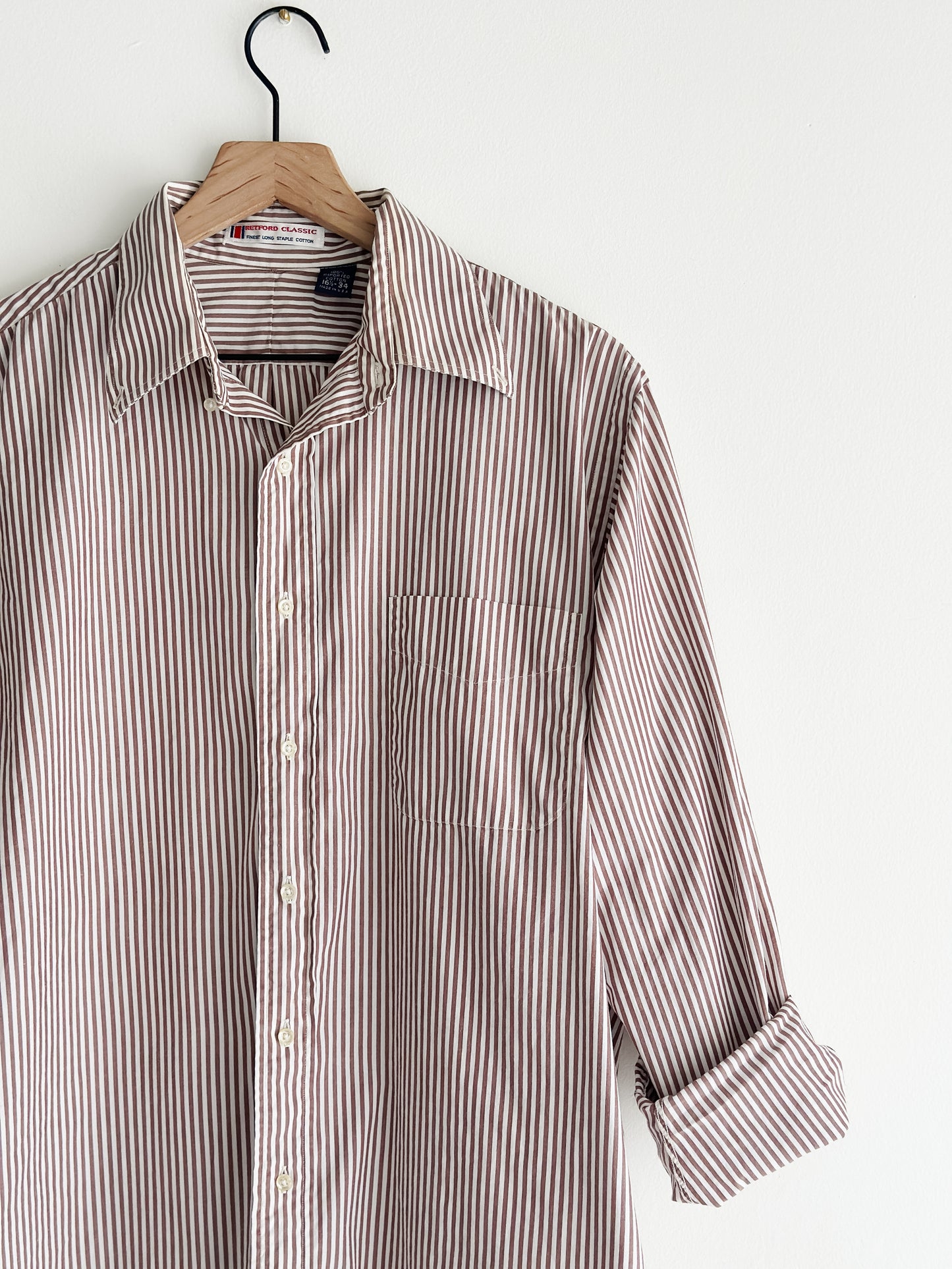 vintage brown stripe cotton shirt (M/L)