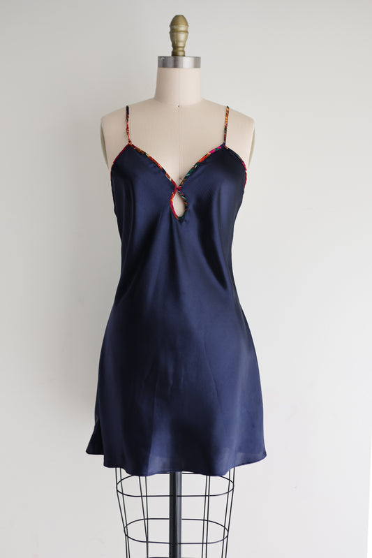 vintage navy chemise slip dress (S)