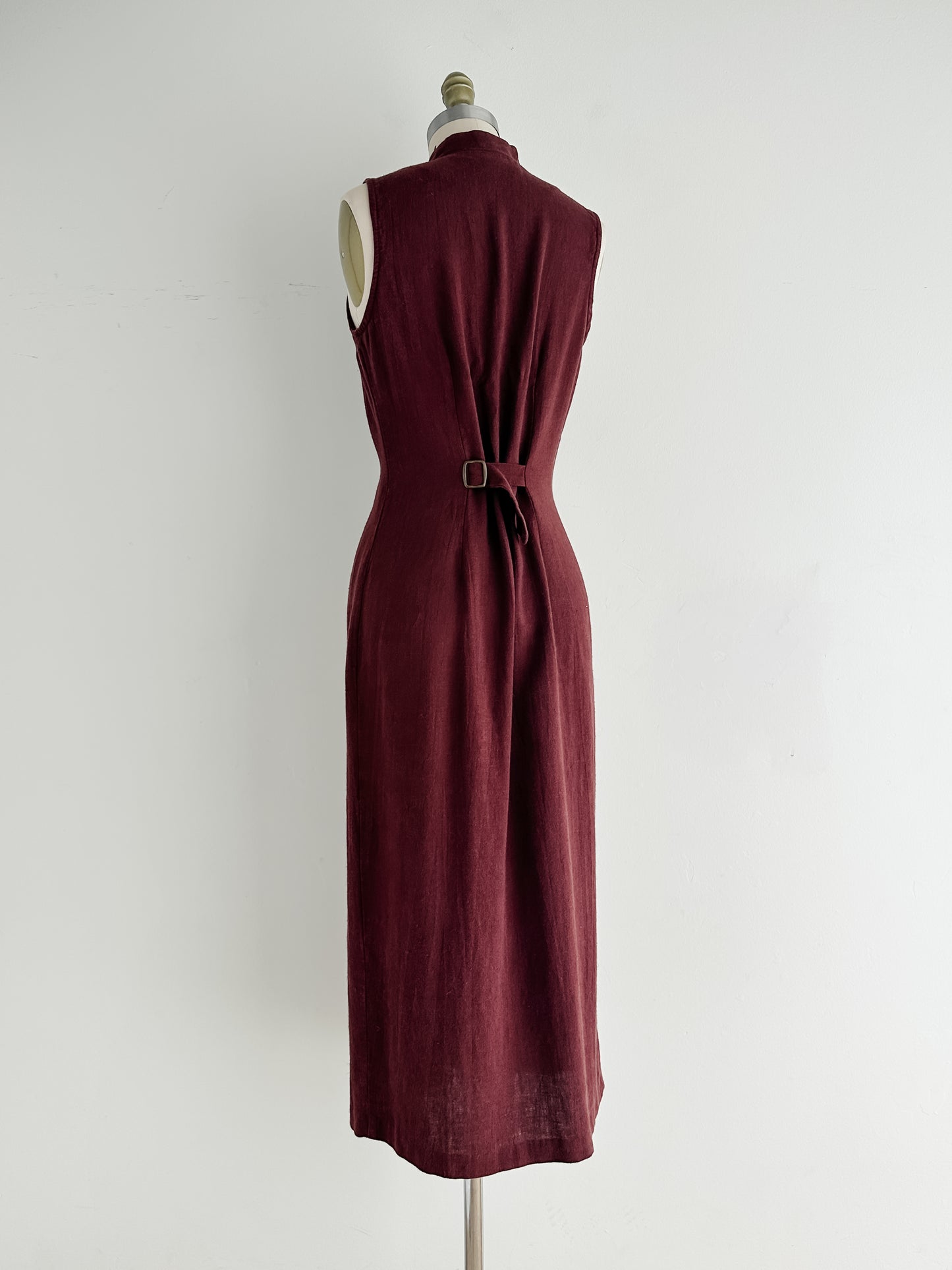 vintage chocolate linen dress (S)