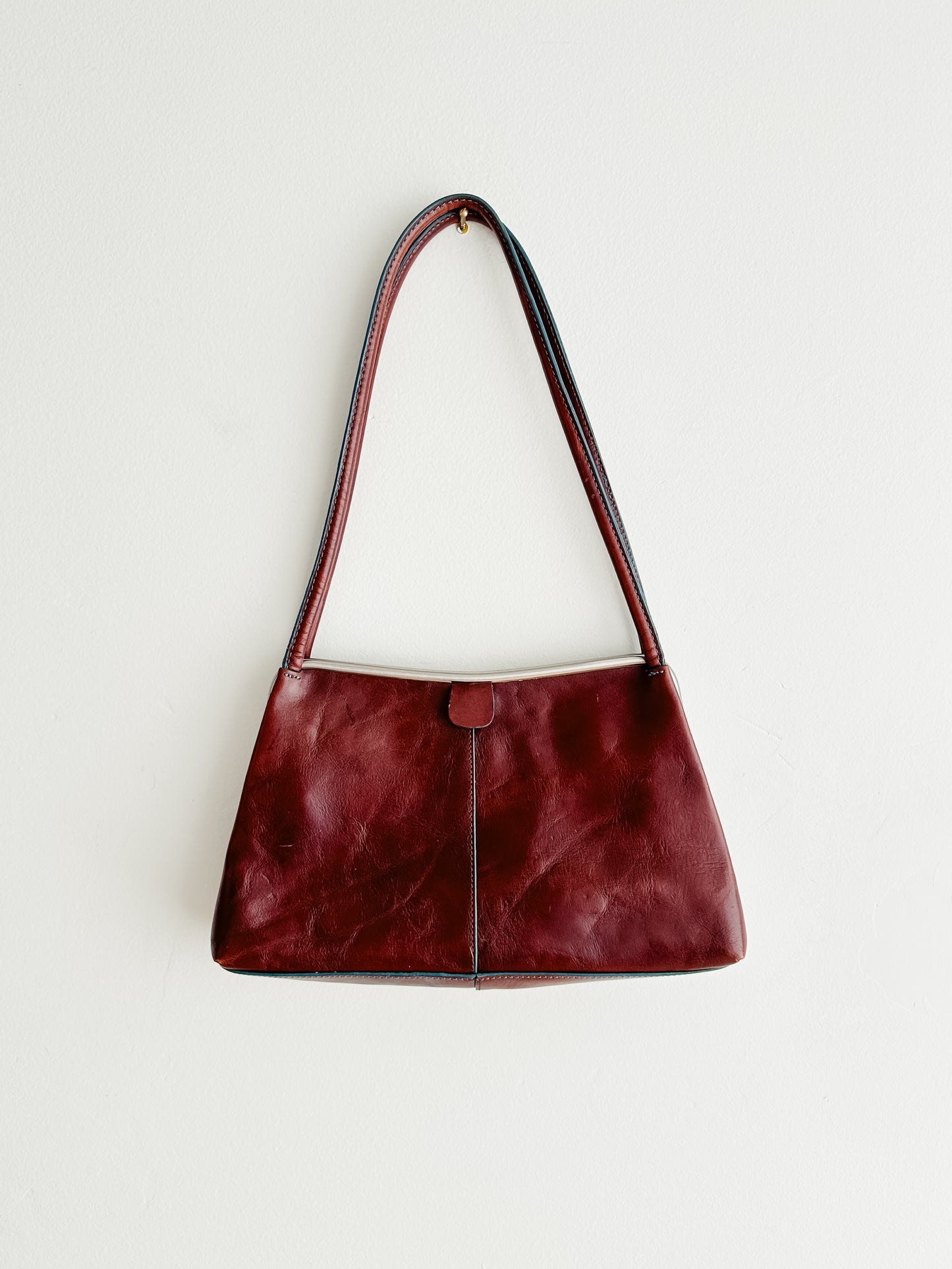 vintage oxblood leather shoulder bag