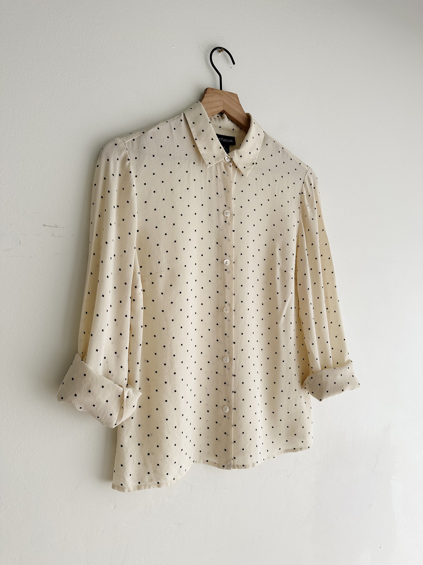 vintage creme silk shirt (S)