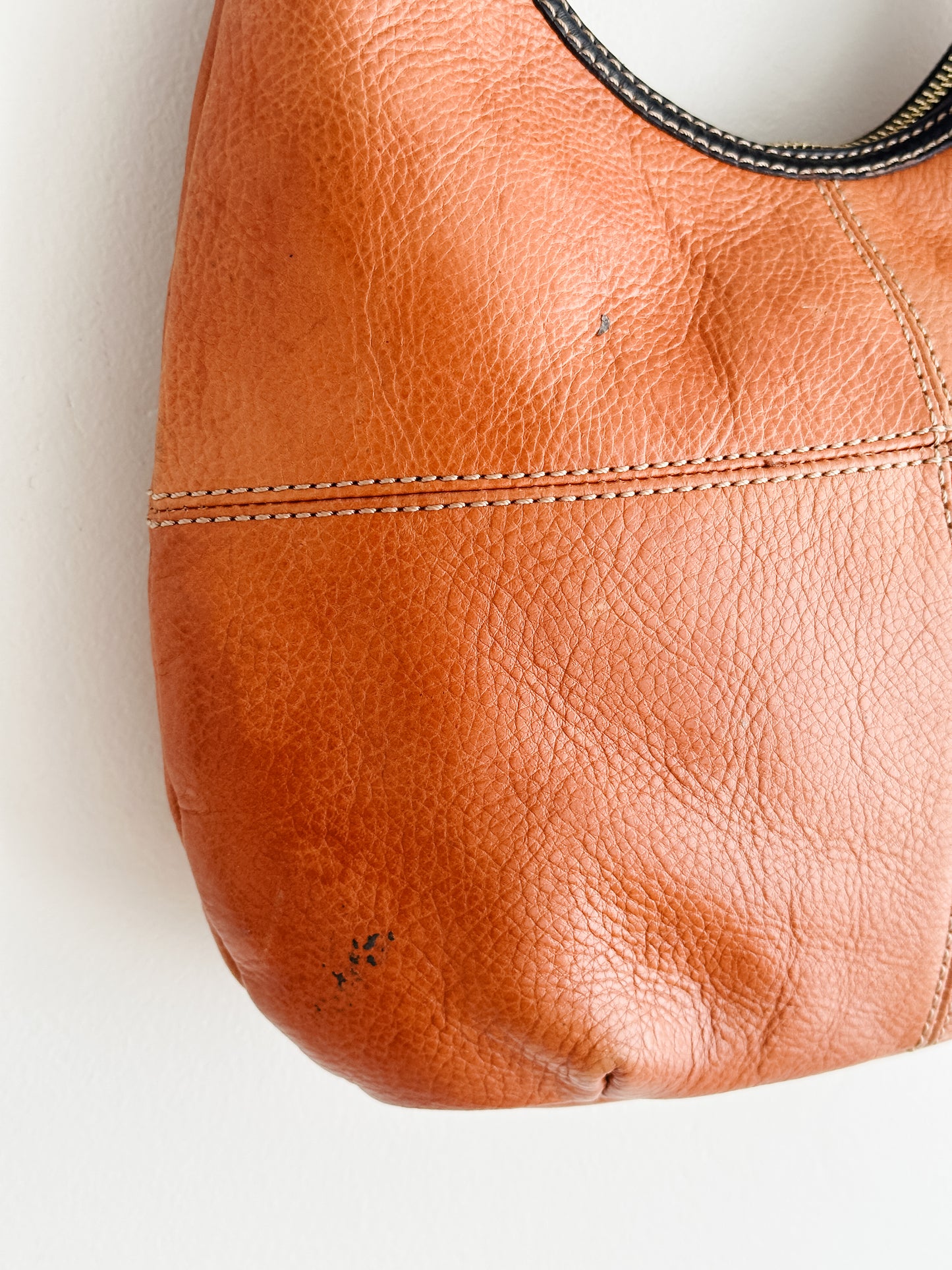vintage saddle leather hobo bag