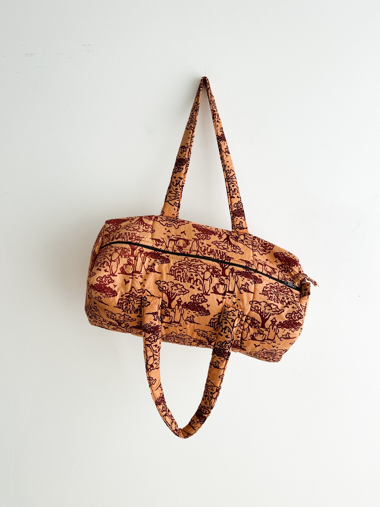 vintage quilted cotton weekender bag