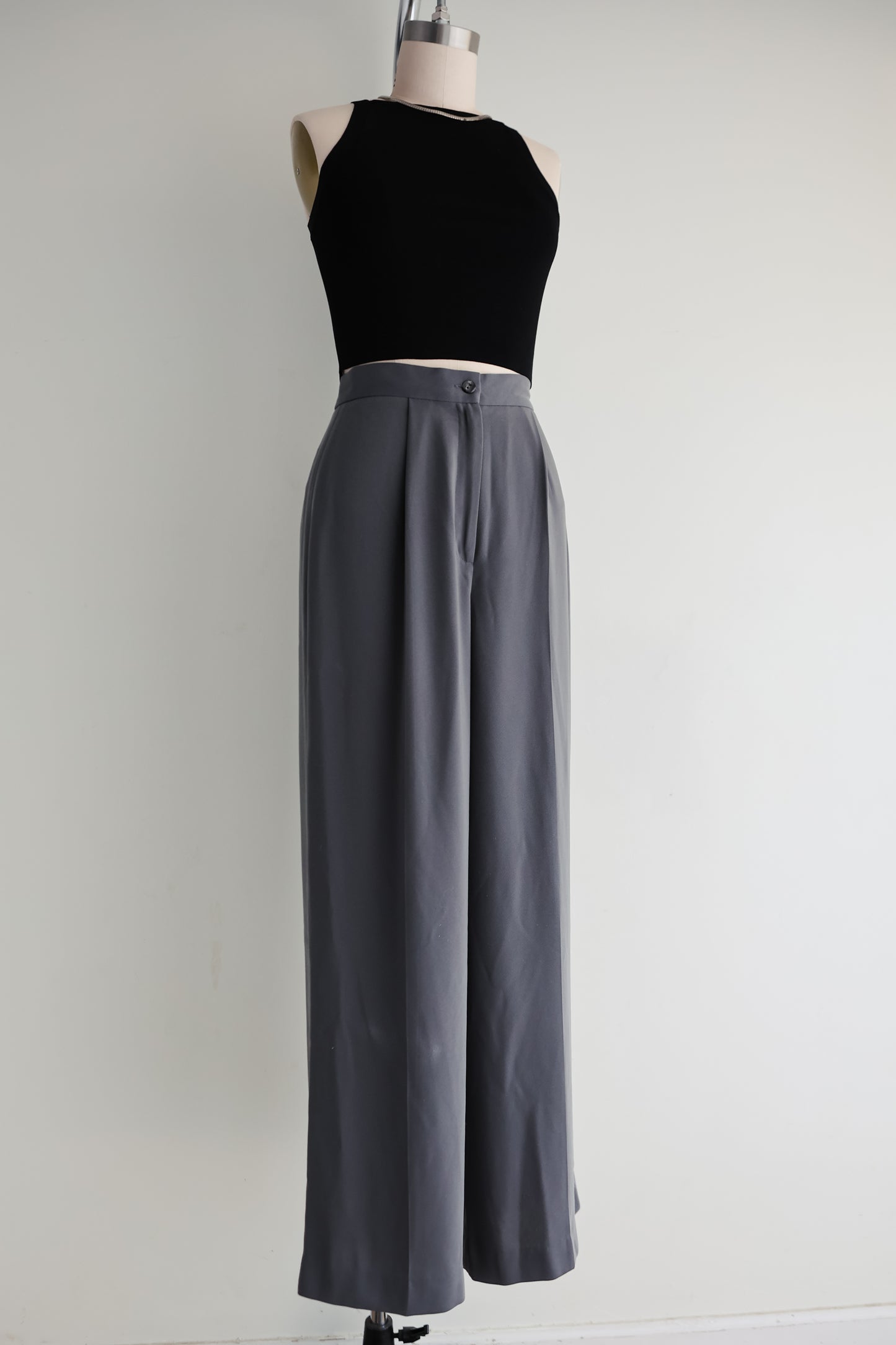 vintage wide leg crepe pants (S)