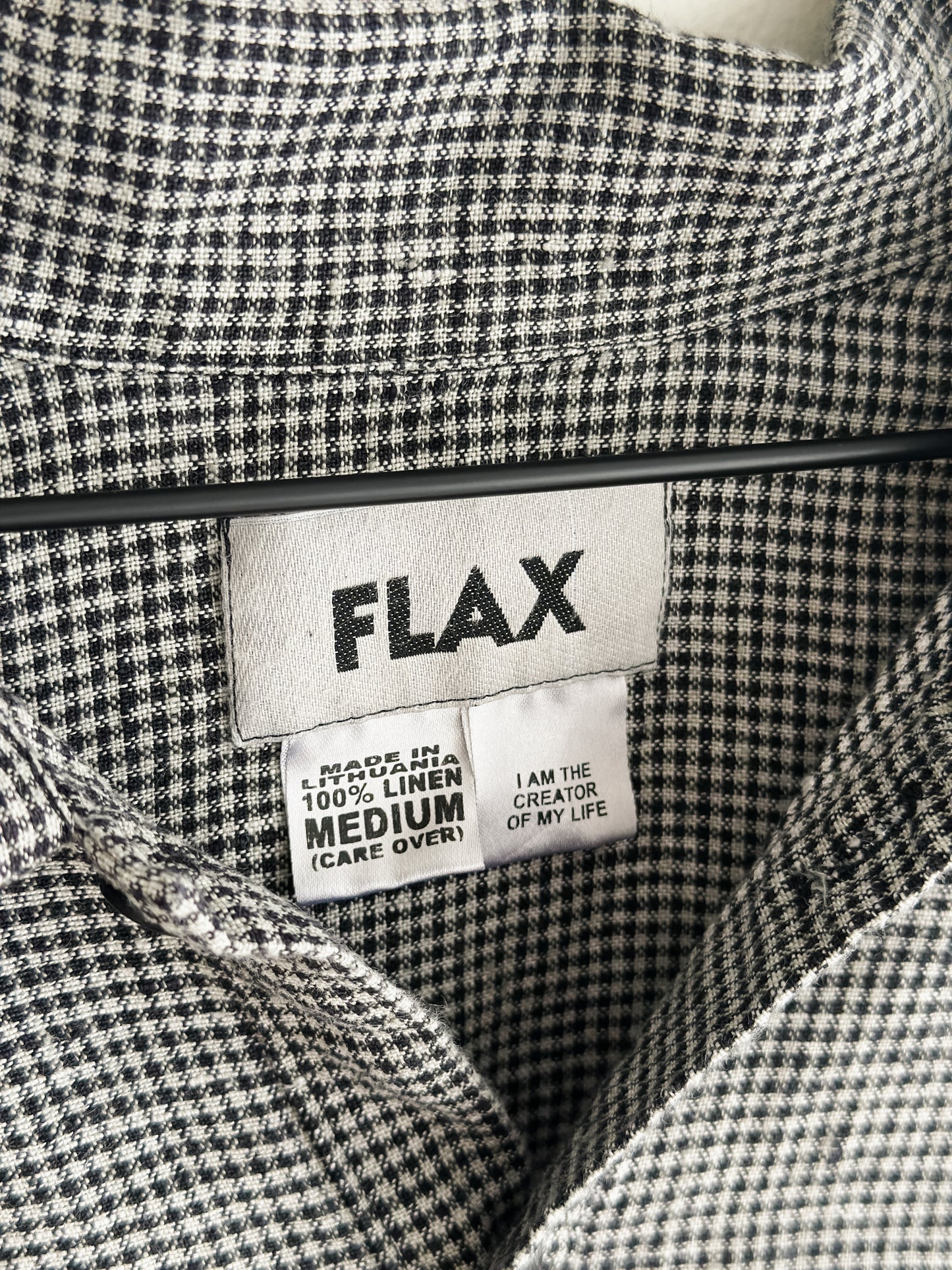 vintage FLAX check linen shirt (L)