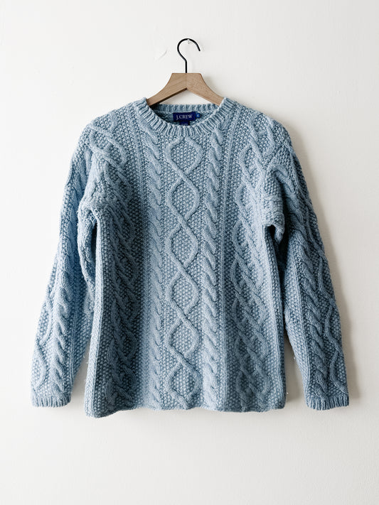 vintage J Crew powder blue wool cable knit sweater (S)
