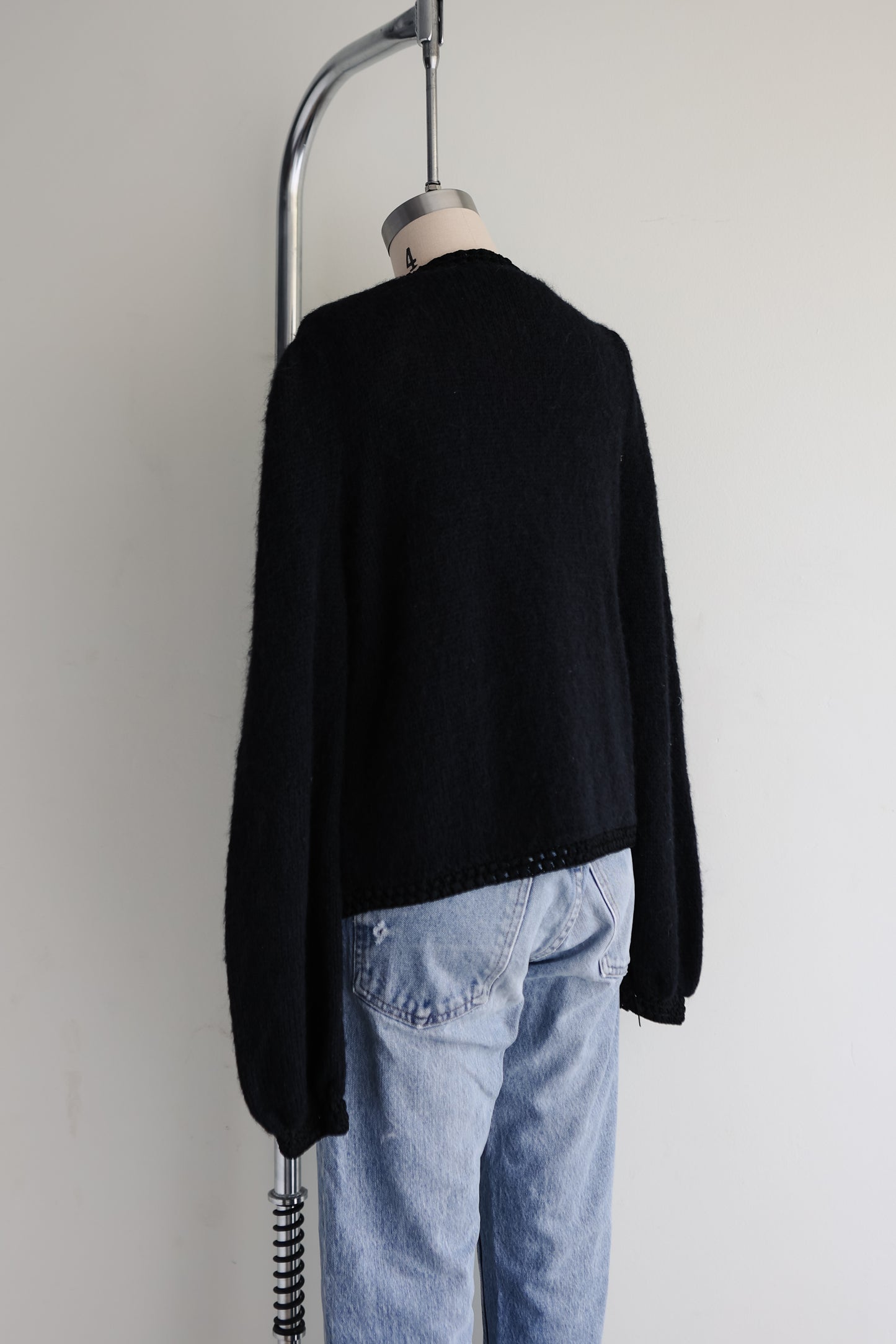 vintage black mohair knit cardigan (M)